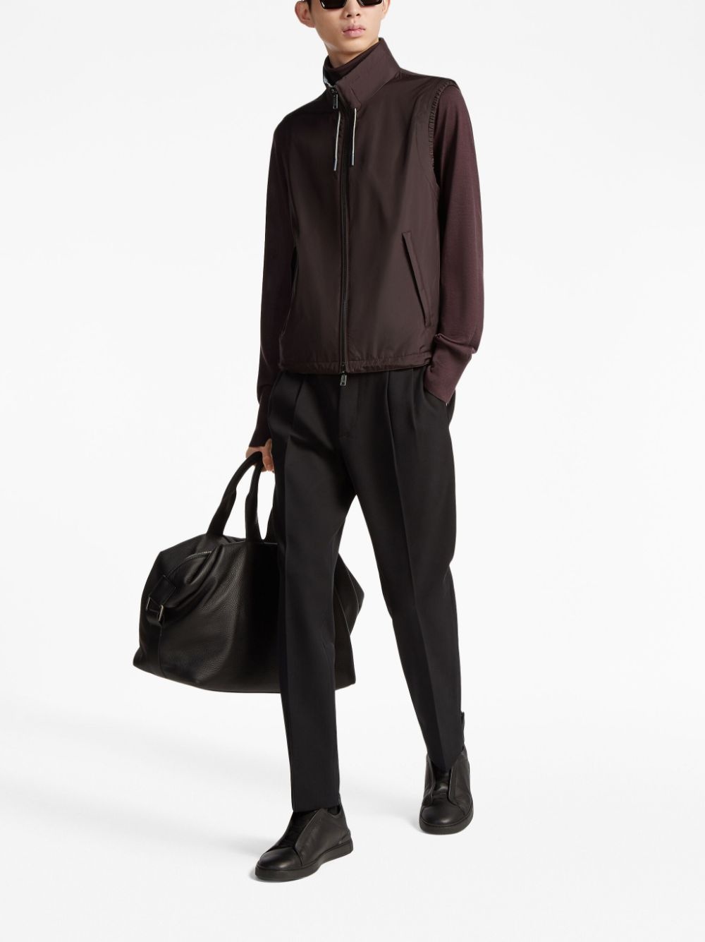 pleat-detail straight-leg trousers - 2