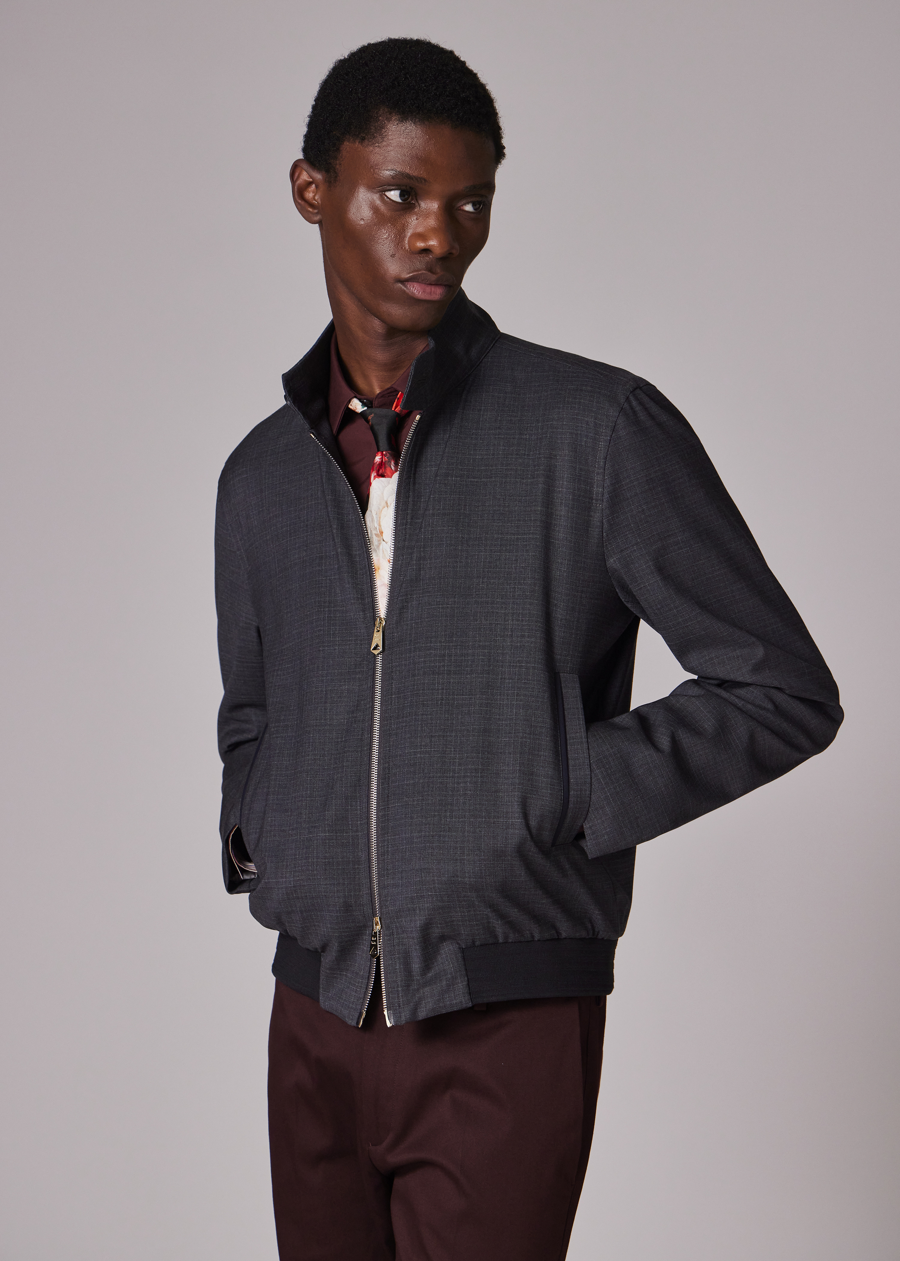 Grey 'Storm System' Super-Fine Merino Bomber Jacket - 5