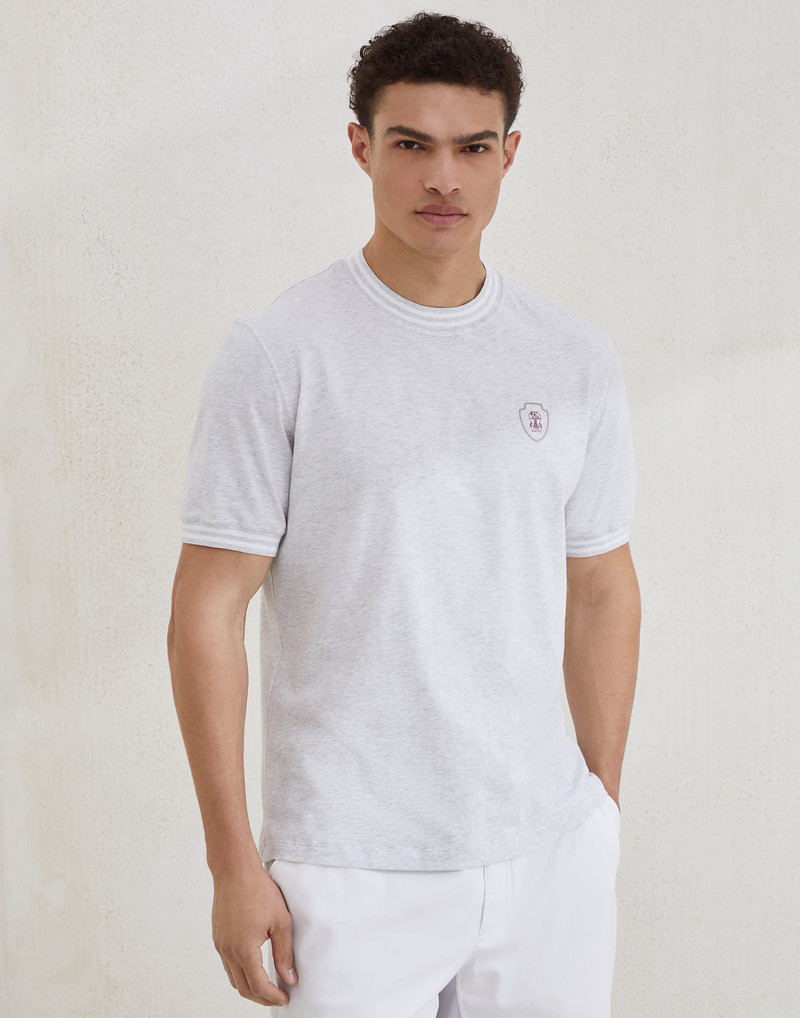 Cotton jersey crew neck T-shirt with logo 1