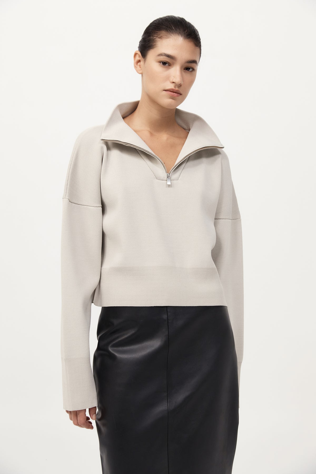 Milano Knit Zip Jumper - Silver - 3