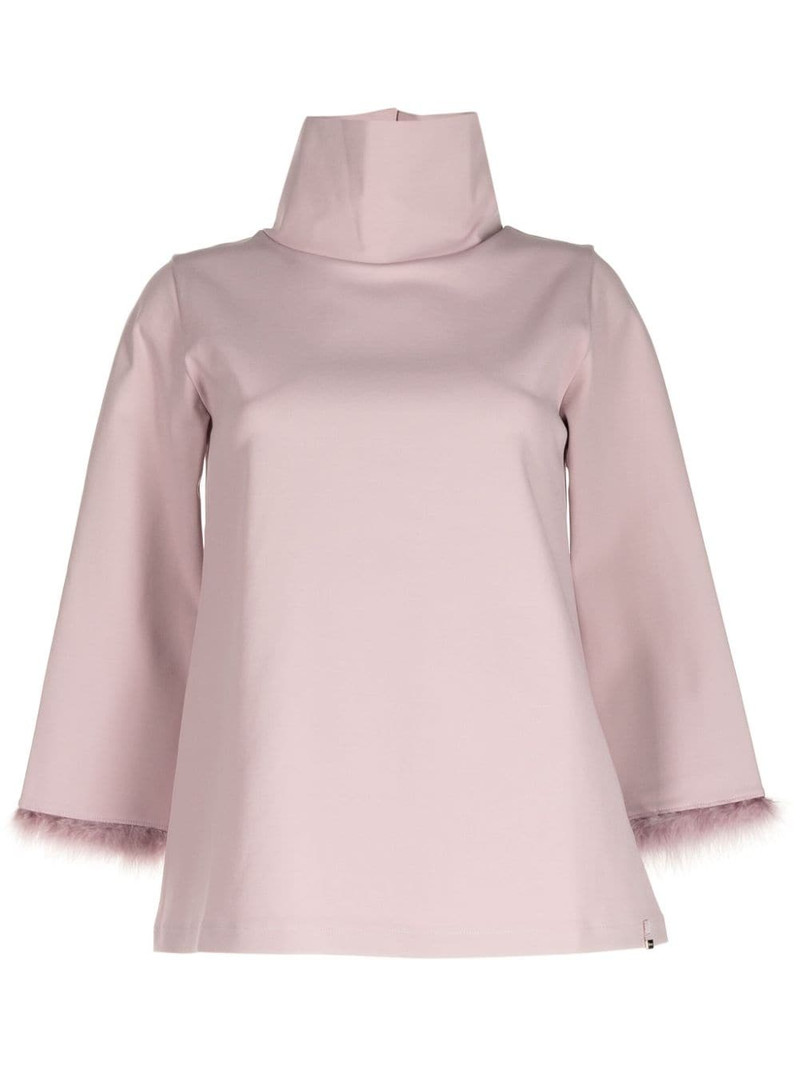 Resort feather-detail funnel-neck top 1