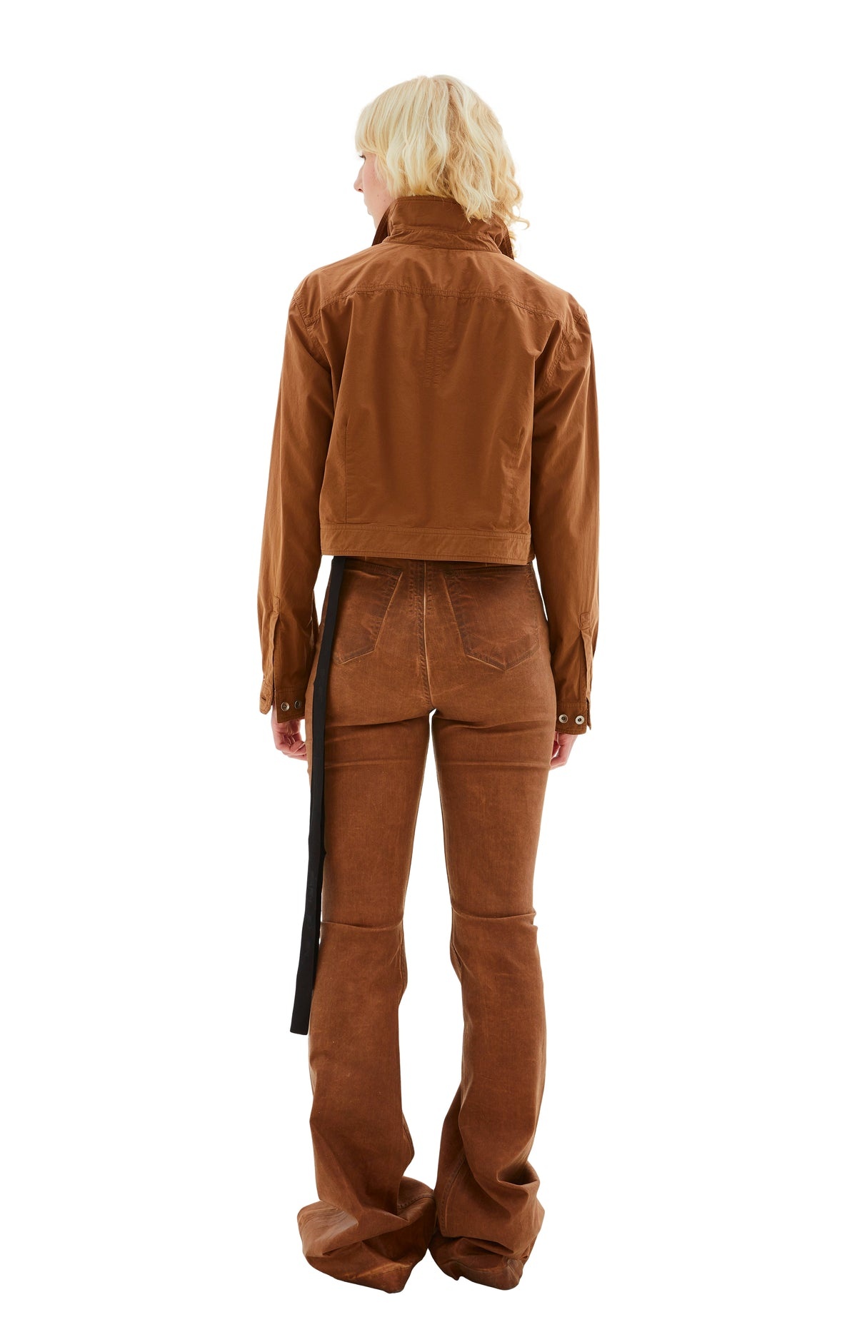 CAPE SLEEVE CROPPED OUTERSHIRT JACKET (KHAKI/BROWN) - 5