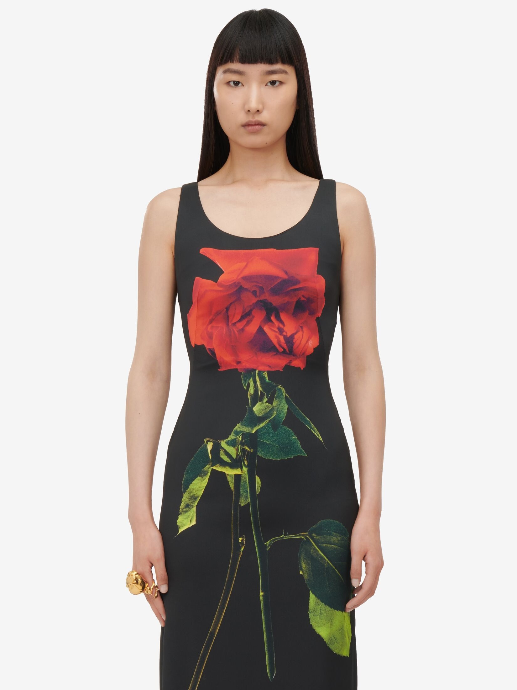 Women's Shadow Rose Pencil Dress in Black - 5