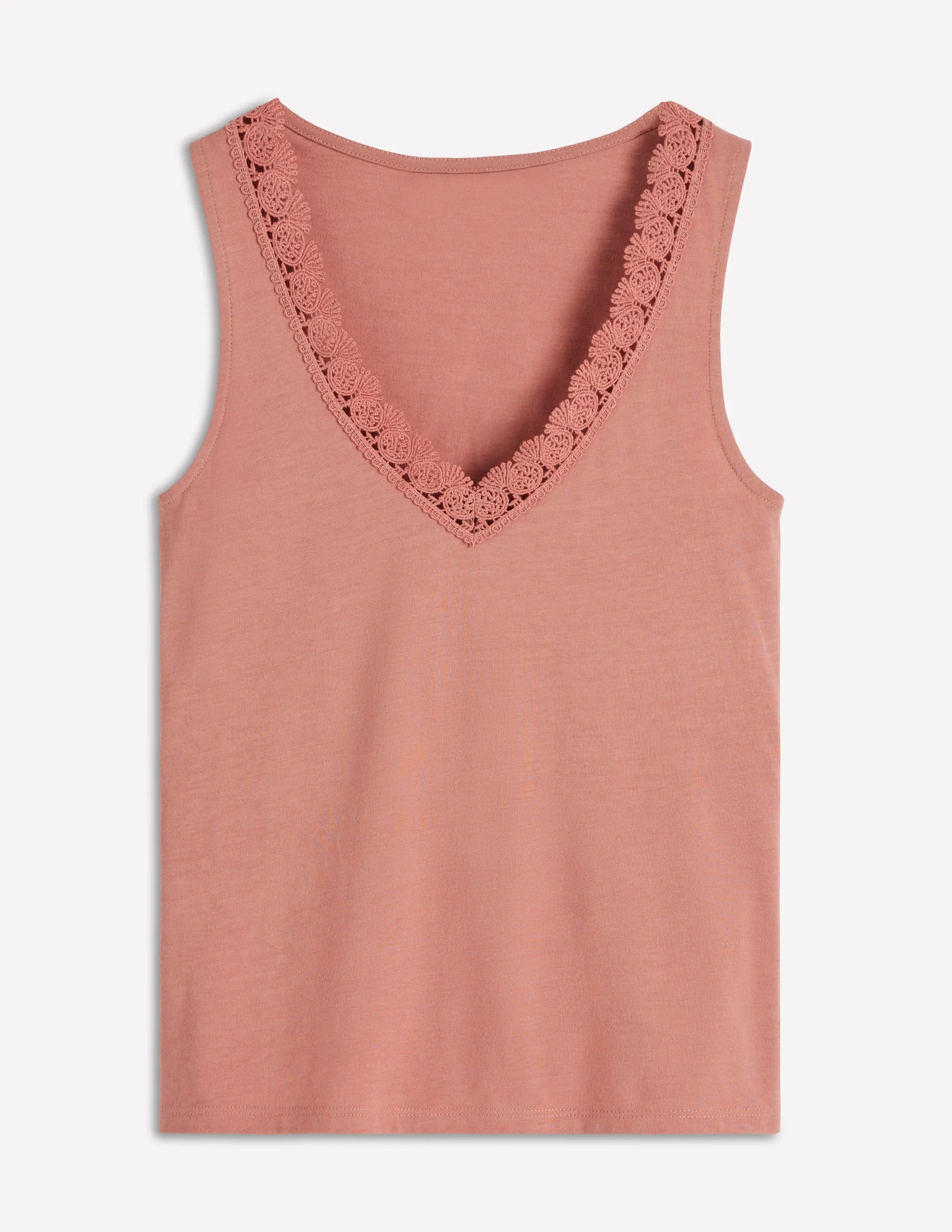Flora Lace Trim Supersoft Vest-Vintage Rose - 1