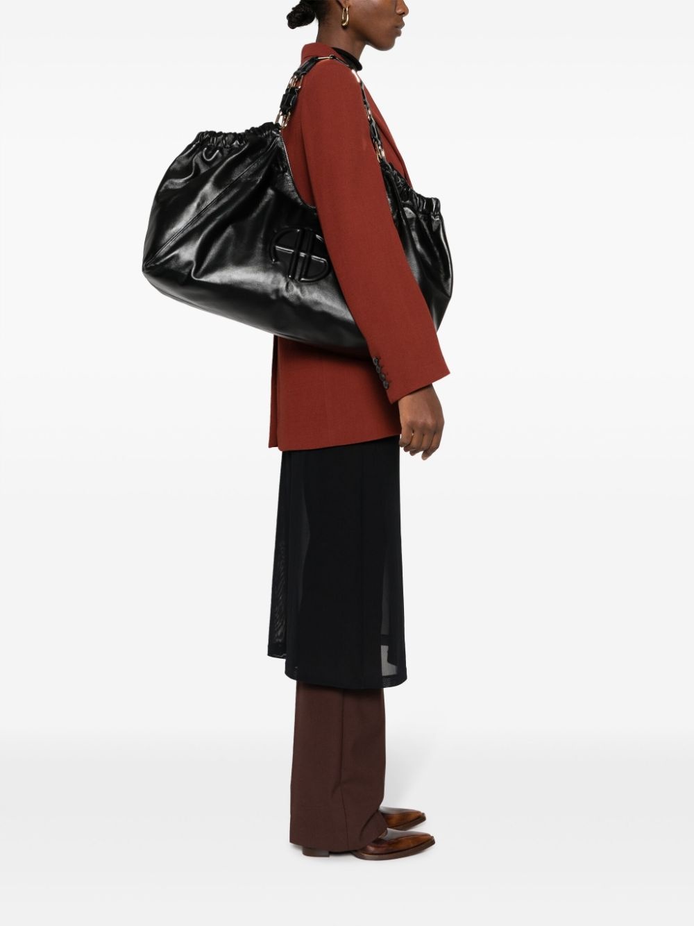 logo-embossed leather tote bag - 2