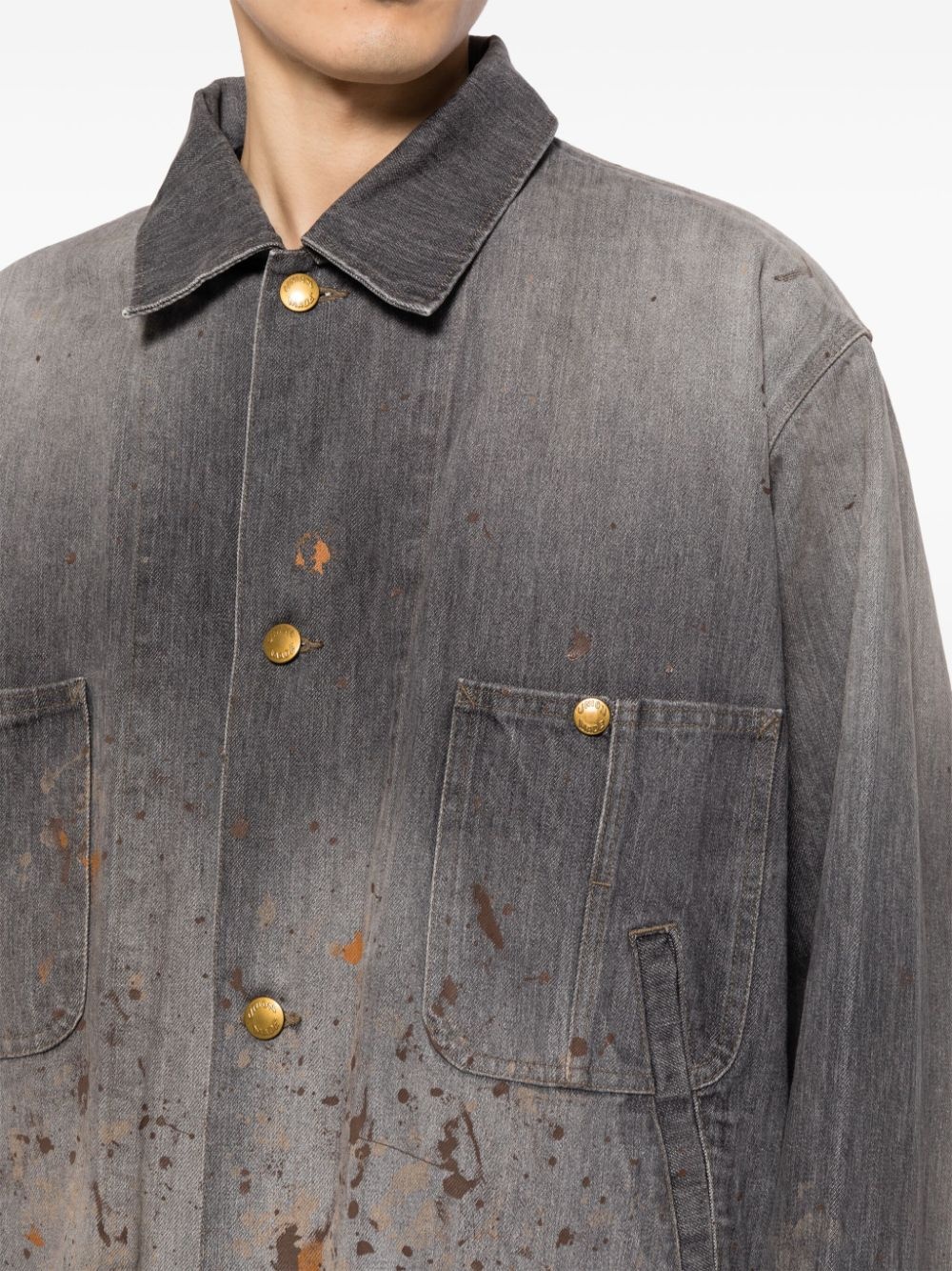 spray-paint effect denim jacket - 5
