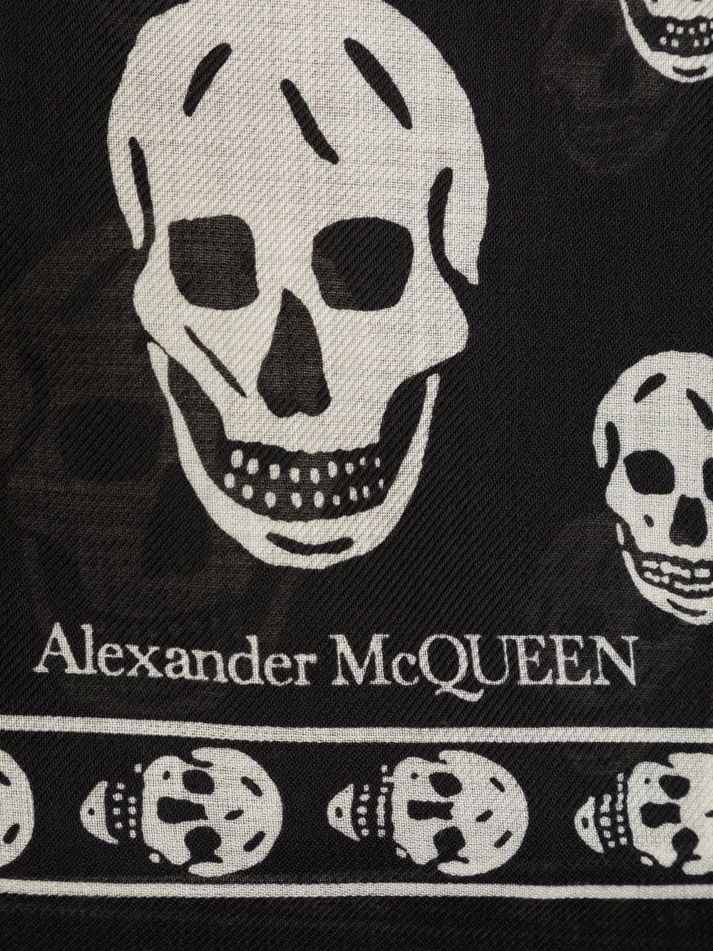 Skull-print wool scarf - 3