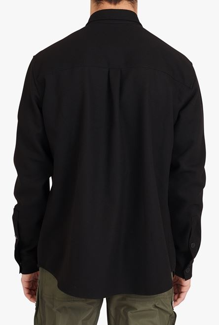 Black cotton shirt with Balmain badge - 9