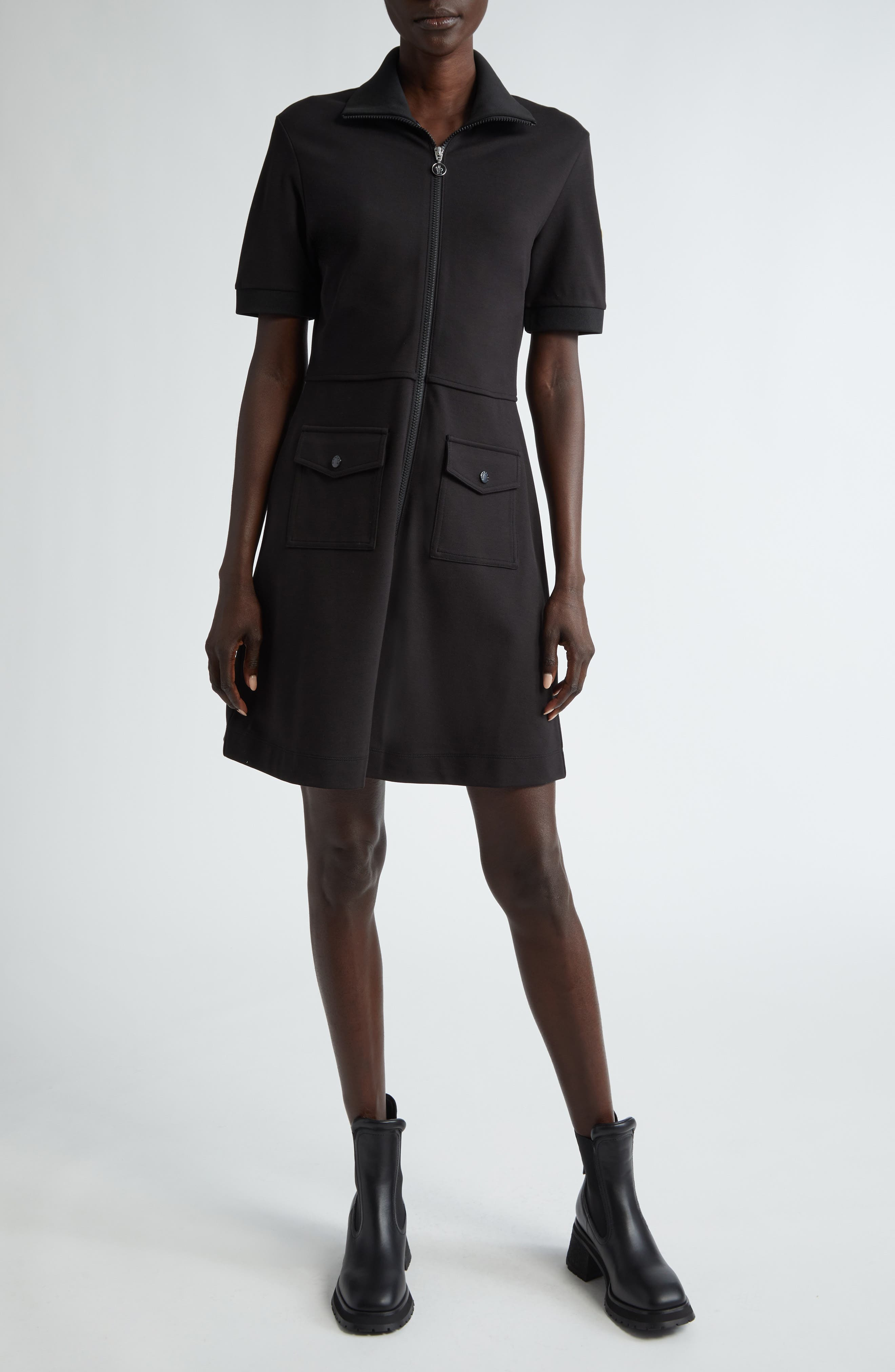 Zip Front Piqué Knit Polo Dress - 1