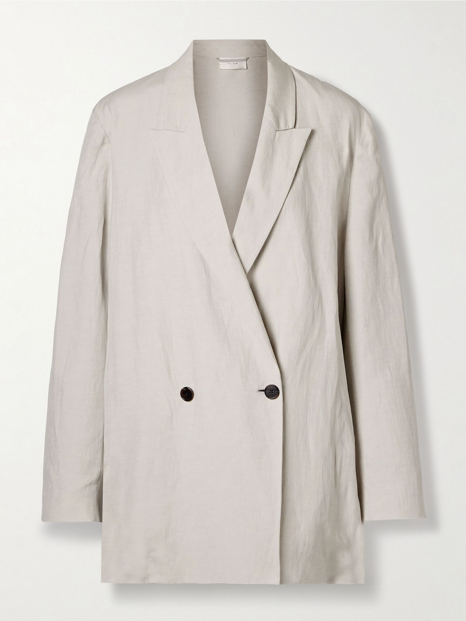 Nat double-breasted silk and linen-blend blazer Gray - 1