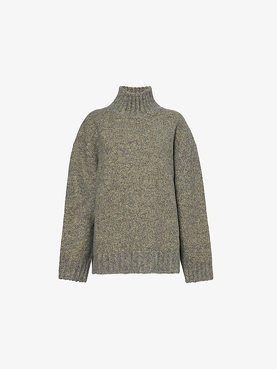 Oversized high-neck alpaca-blend knitted jumper - 1