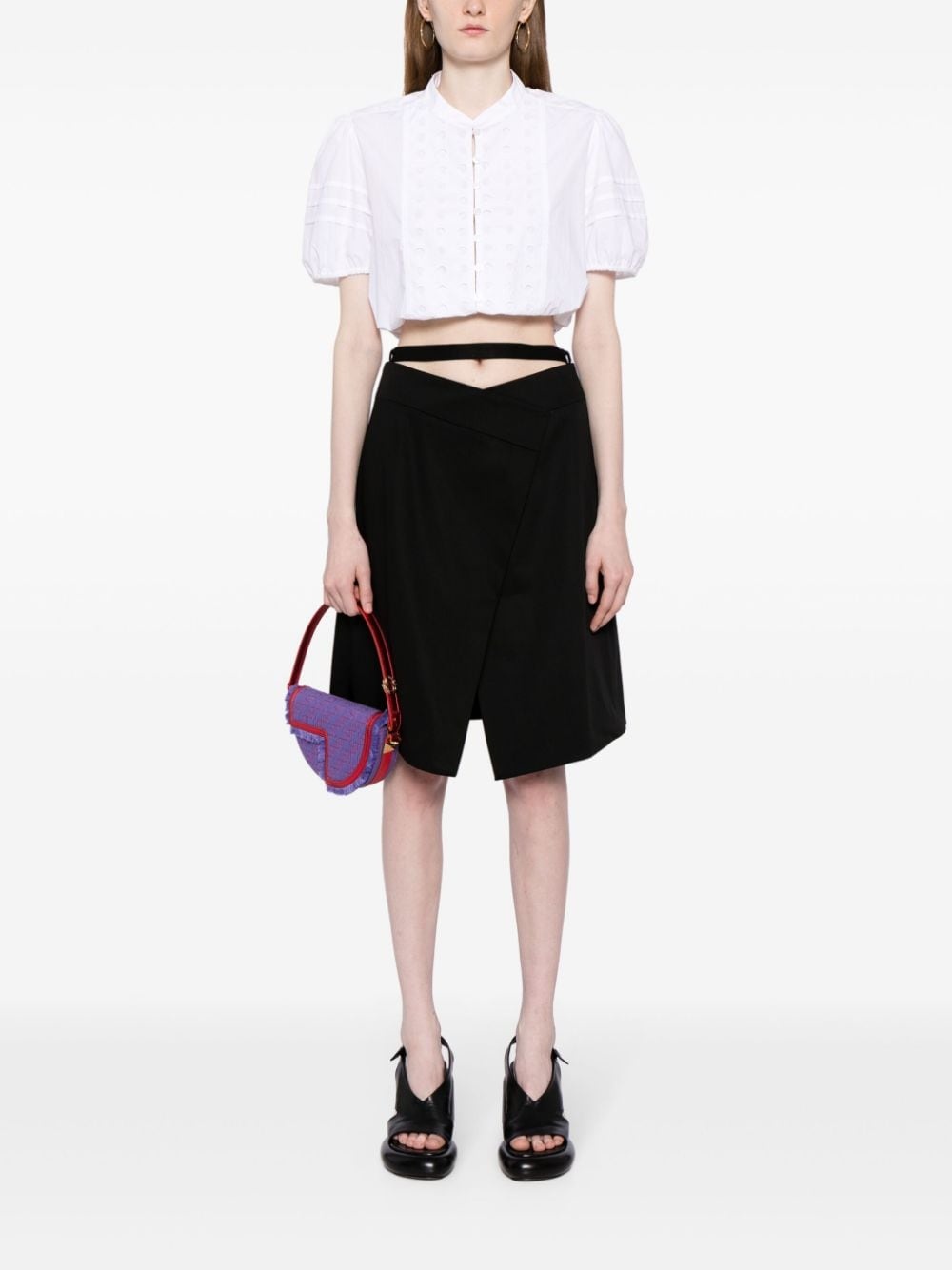 wraparound gabardine midi skirt - 2