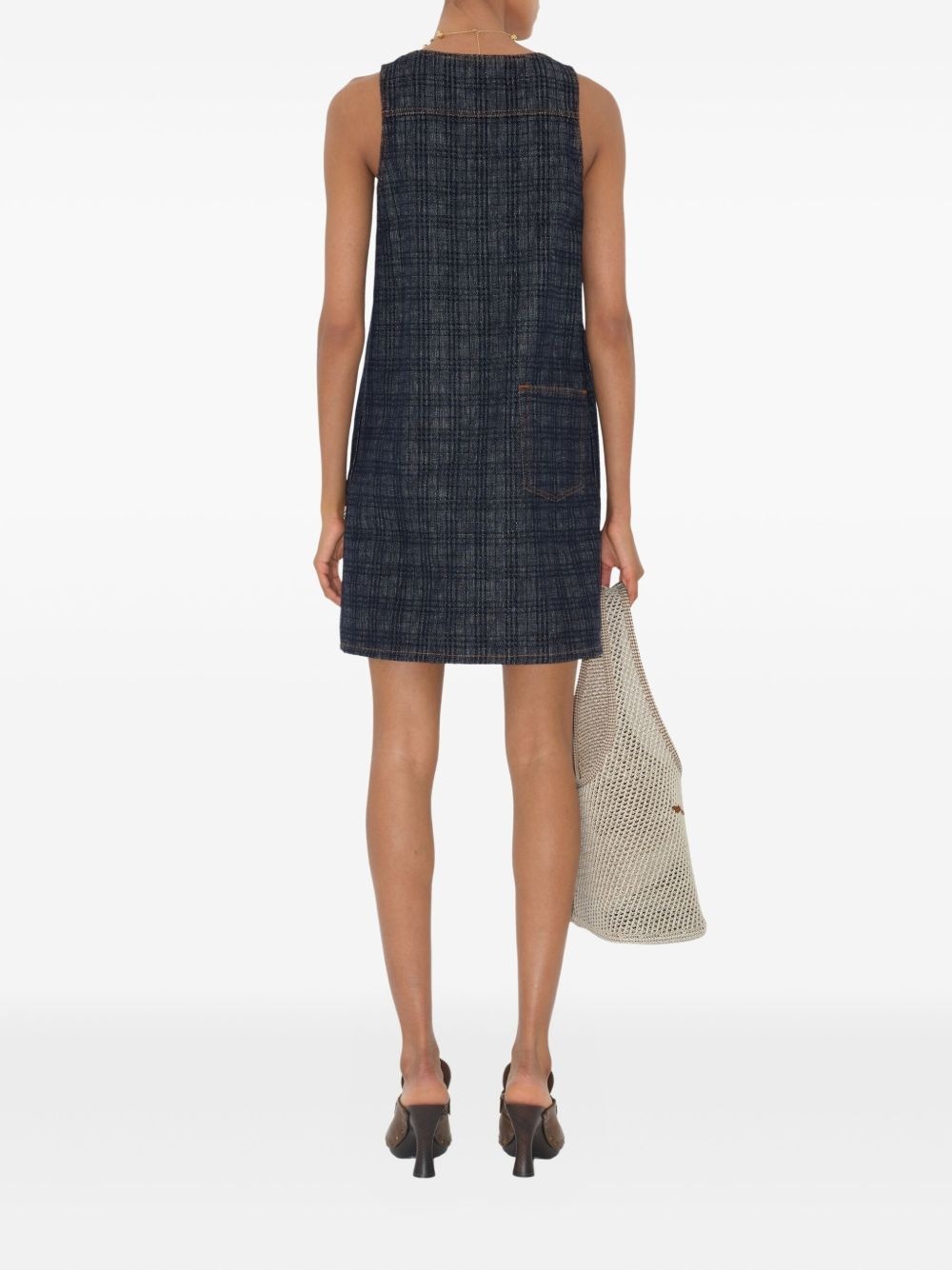 checked denim dress - 4