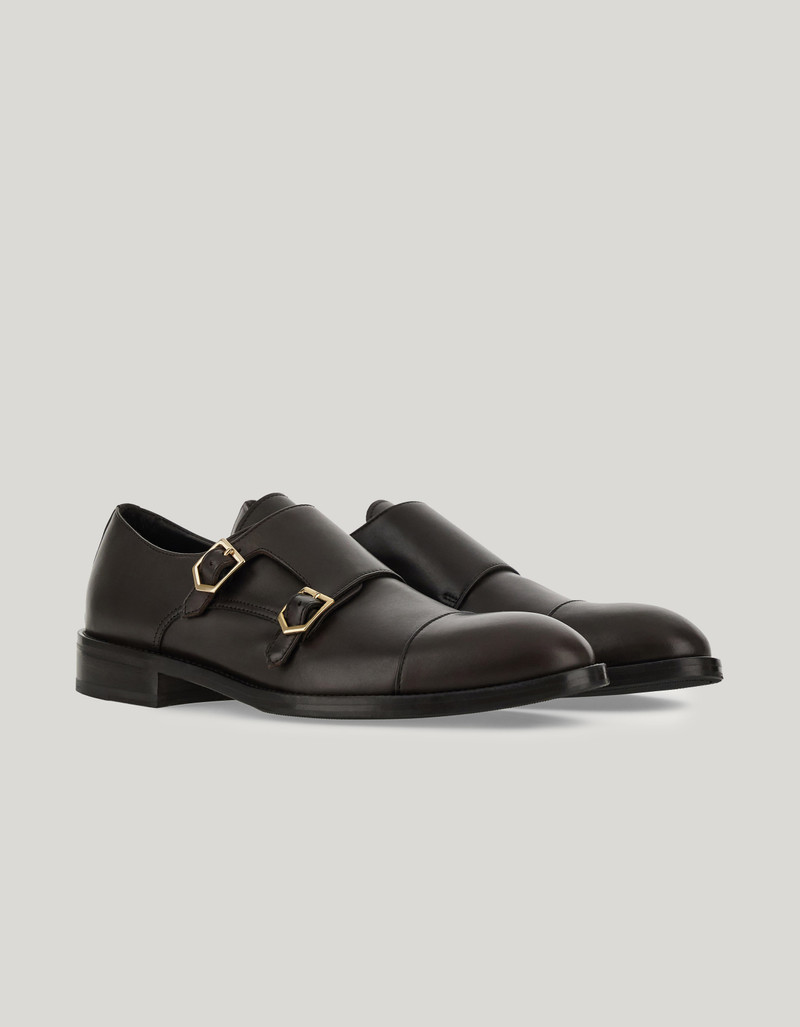 MONK STRAPS IN DARK BROWN PADDED CALFSKIN 1