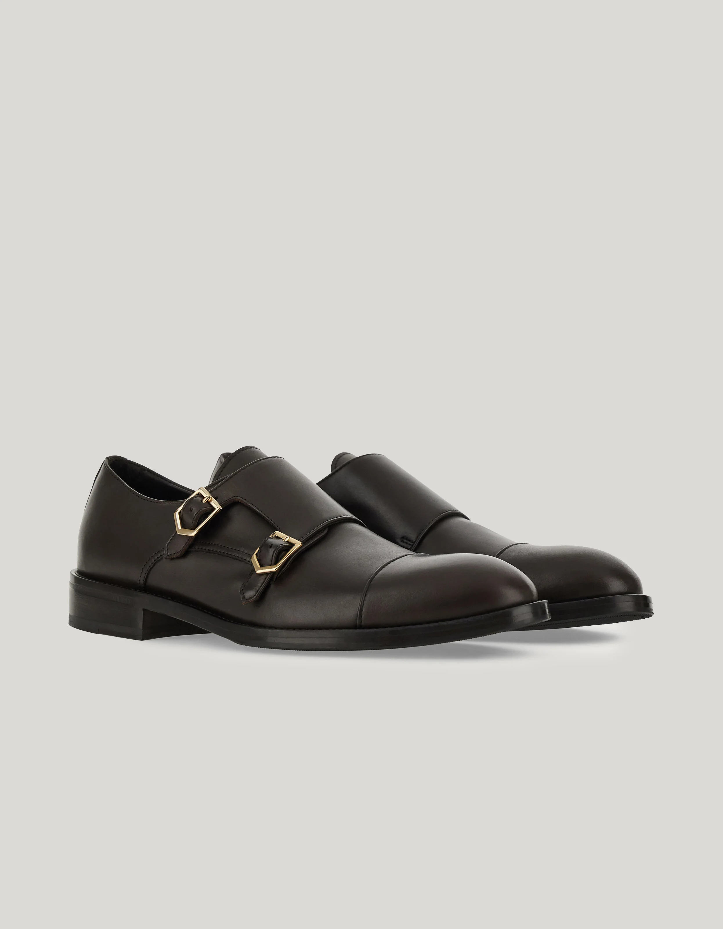 MONK STRAPS IN DARK BROWN PADDED CALFSKIN - 1