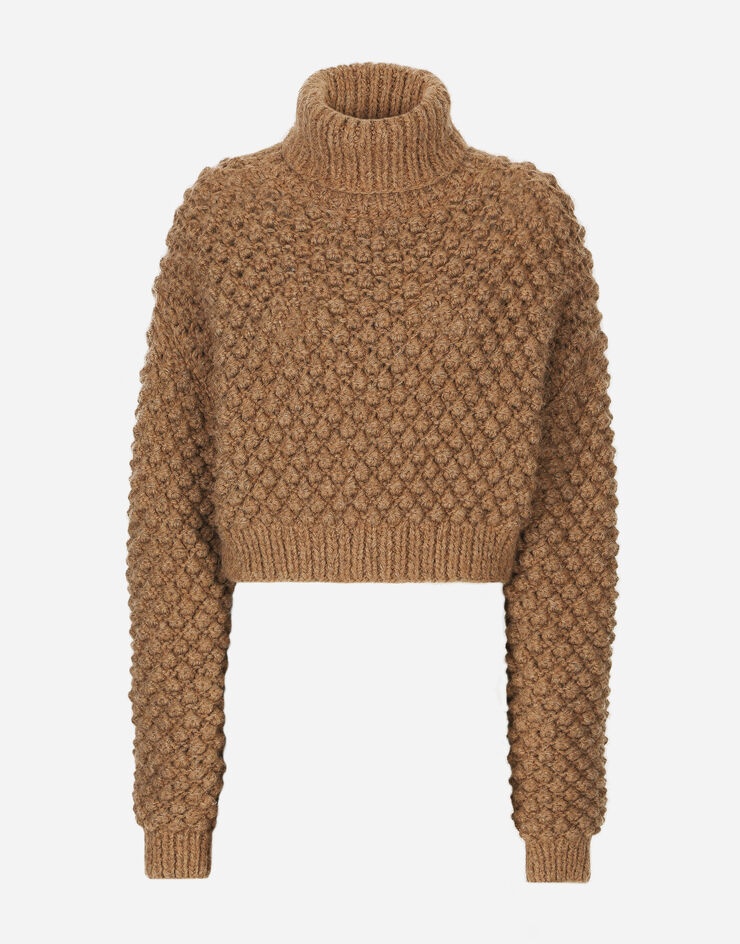 Hazelnut-stitch alpaca turtle-neck sweater - 1