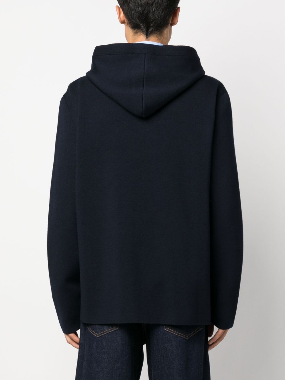 logo-embroidered knit wool-blend hoodie - 4