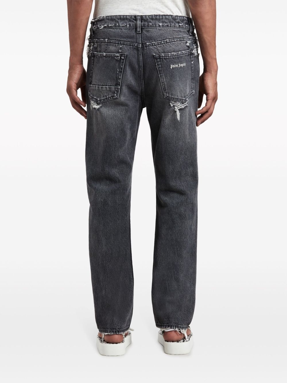 distressed straight-leg jeans - 5