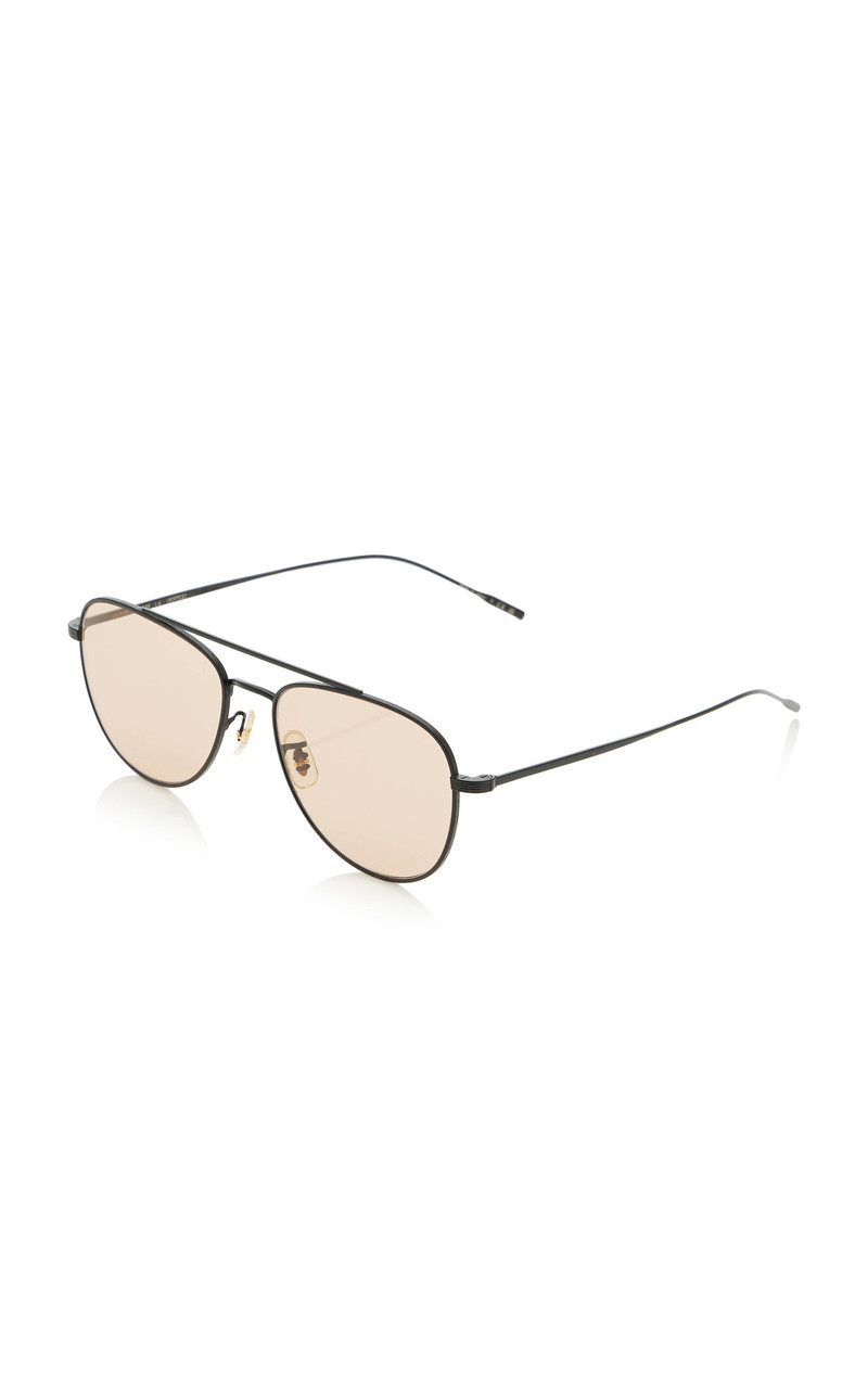 Oliver Peoples Stilson Aviator-Frame Metal Sunglasses black outlook