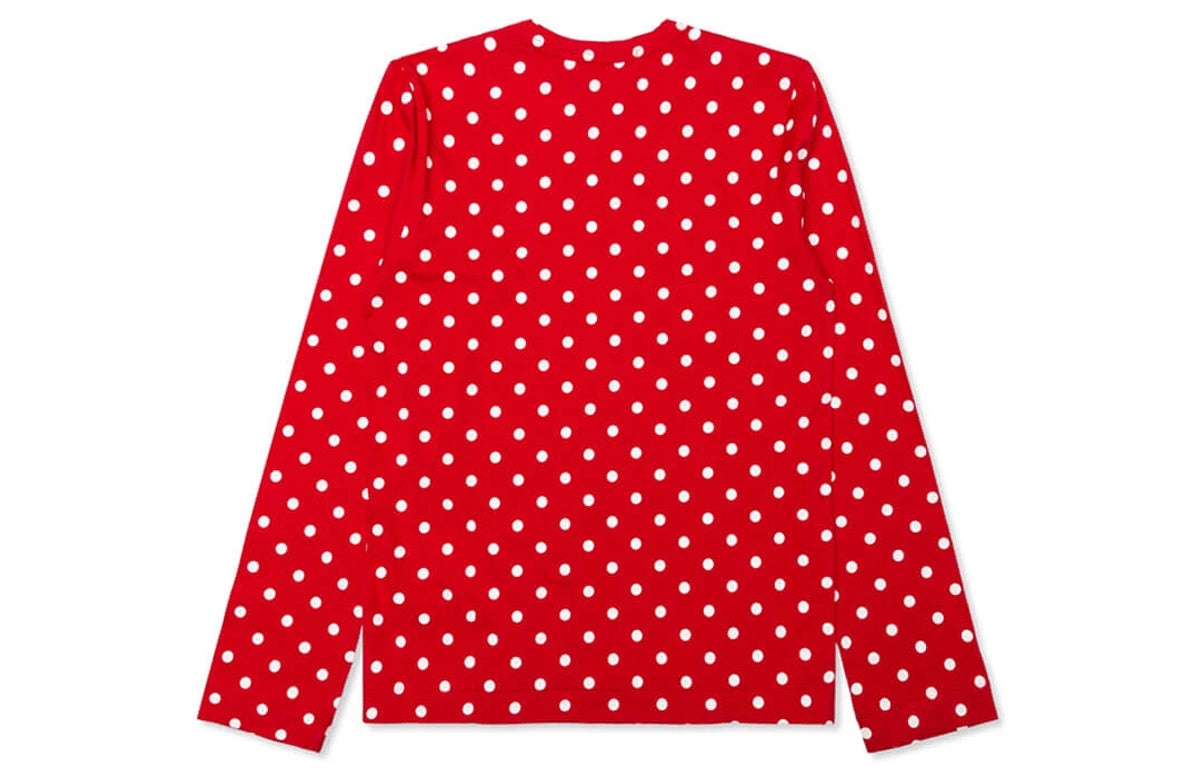 (WMNS) COMME des GARCONS PLAY Polka Dot Long Sleeve Tee 'Red White' AZ-T165-051-3 - 2