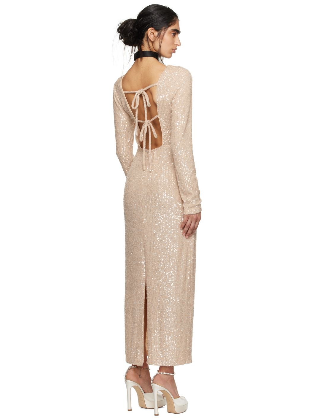 SSENSE Exclusive Beige Open Back Midi Dress - 3