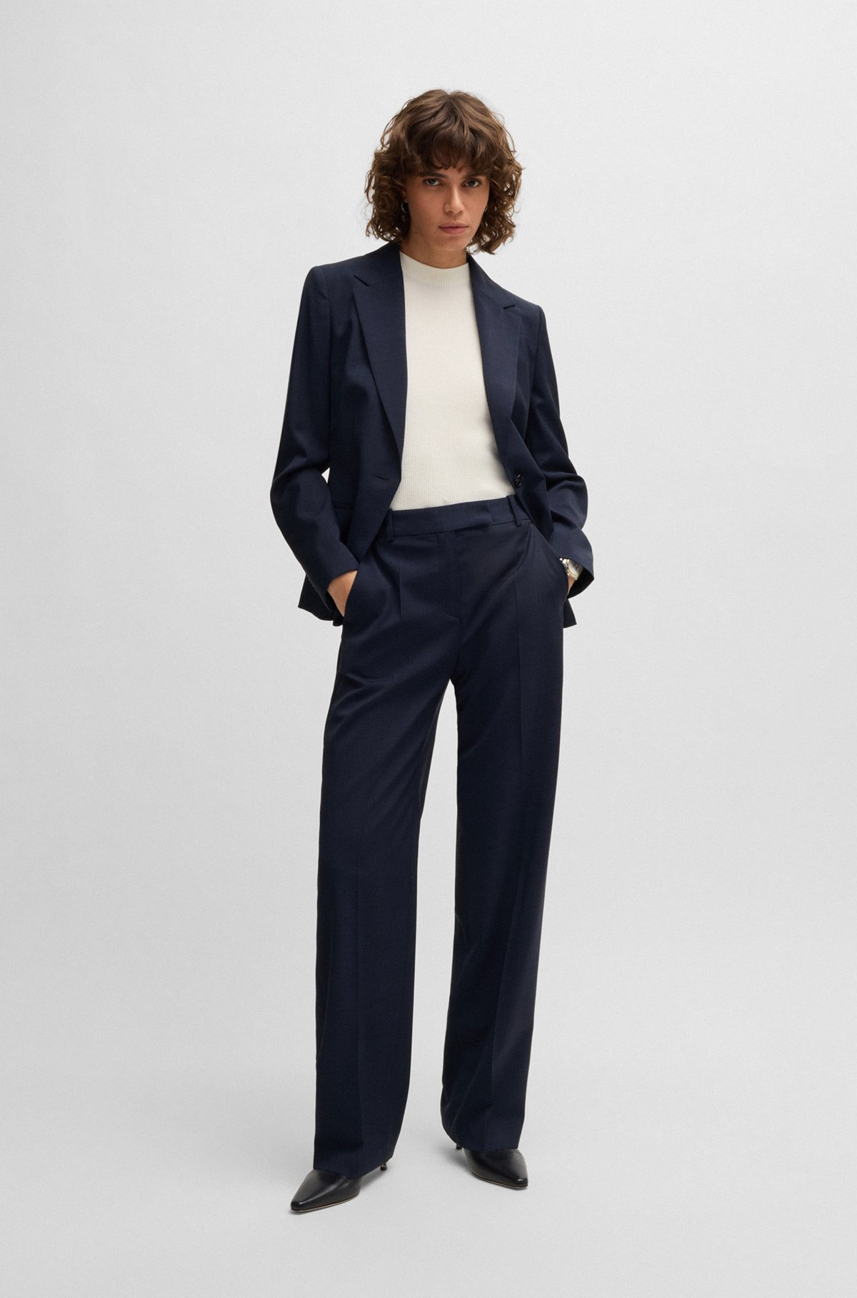 REGULAR-FIT TROUSERS IN MICRO-CHECK VIRGIN WOOL - 3