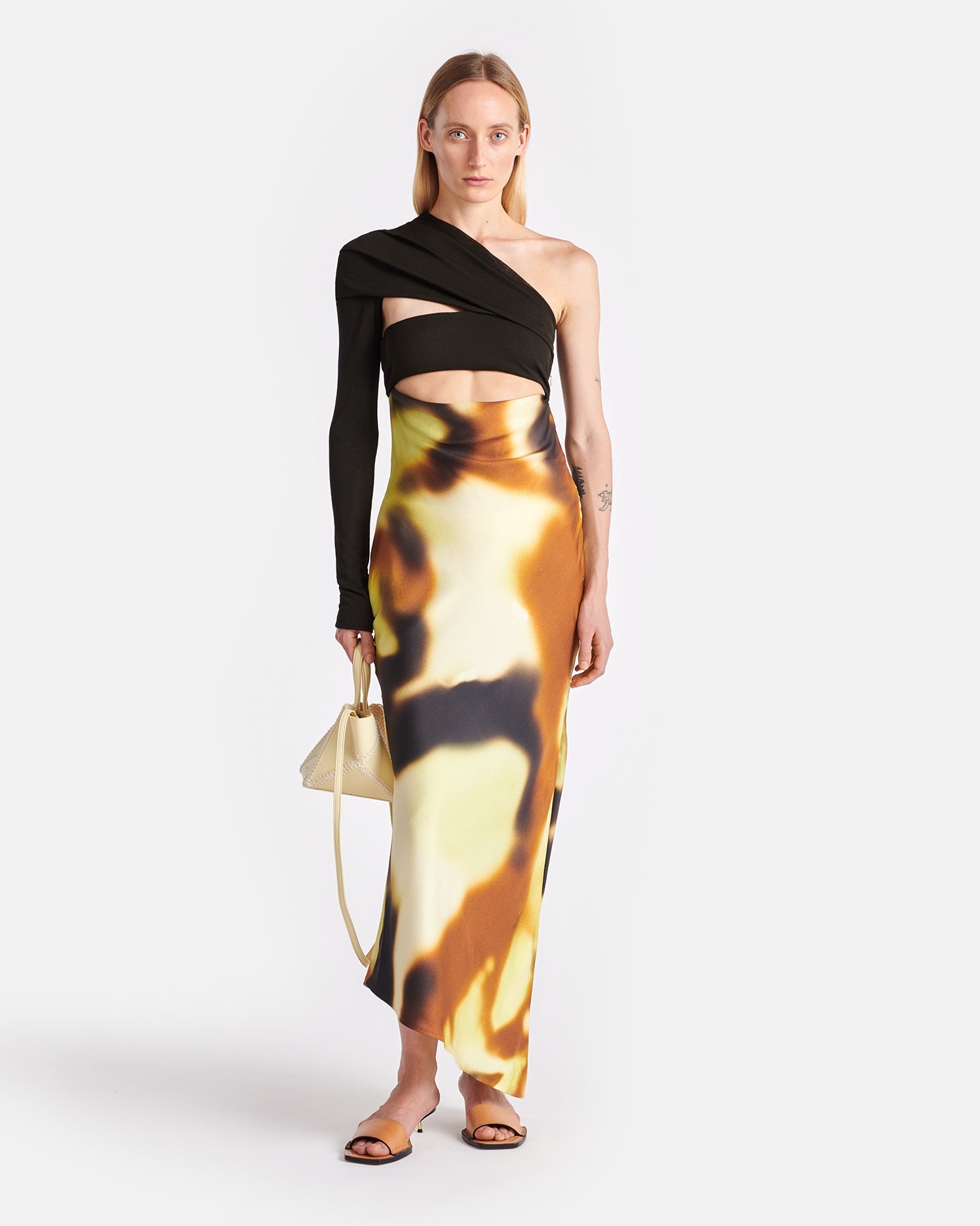 Draped Silk And Mesh-Jersey Midi Dress - 2