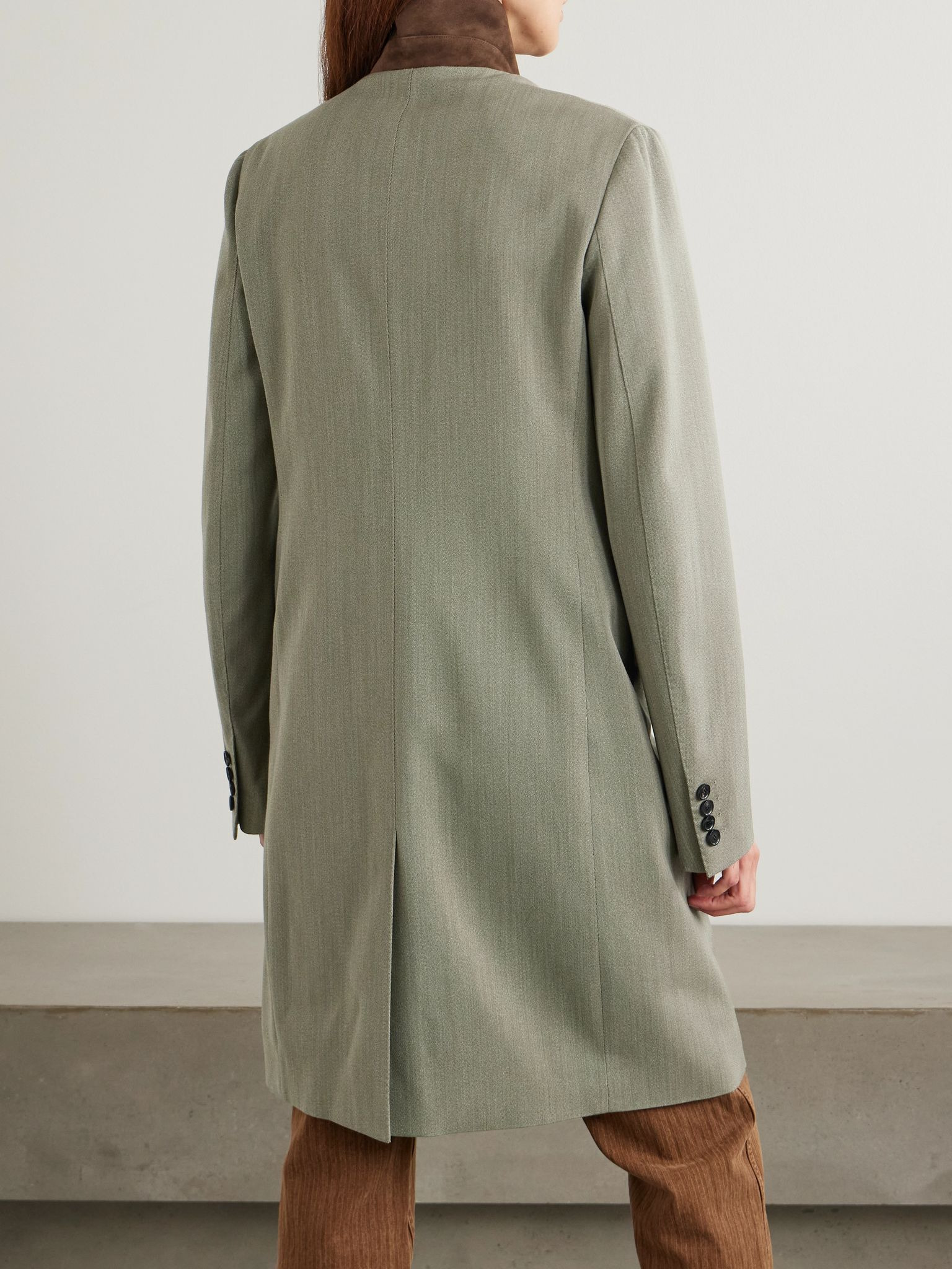 Blain suede-trimmed Storm System® wool coat Beige - 3