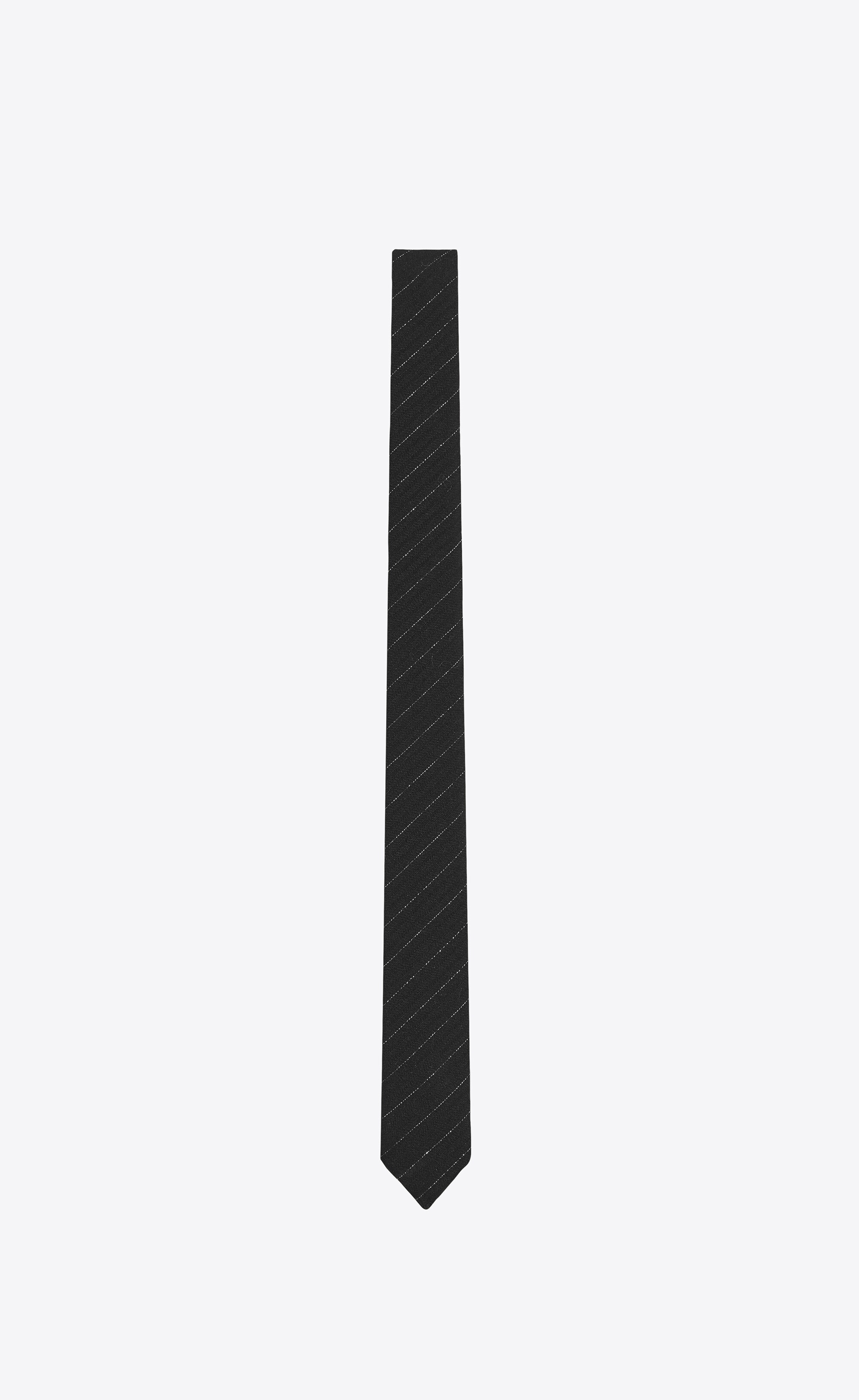 narrow pinstripe tie in lamé wool - 1