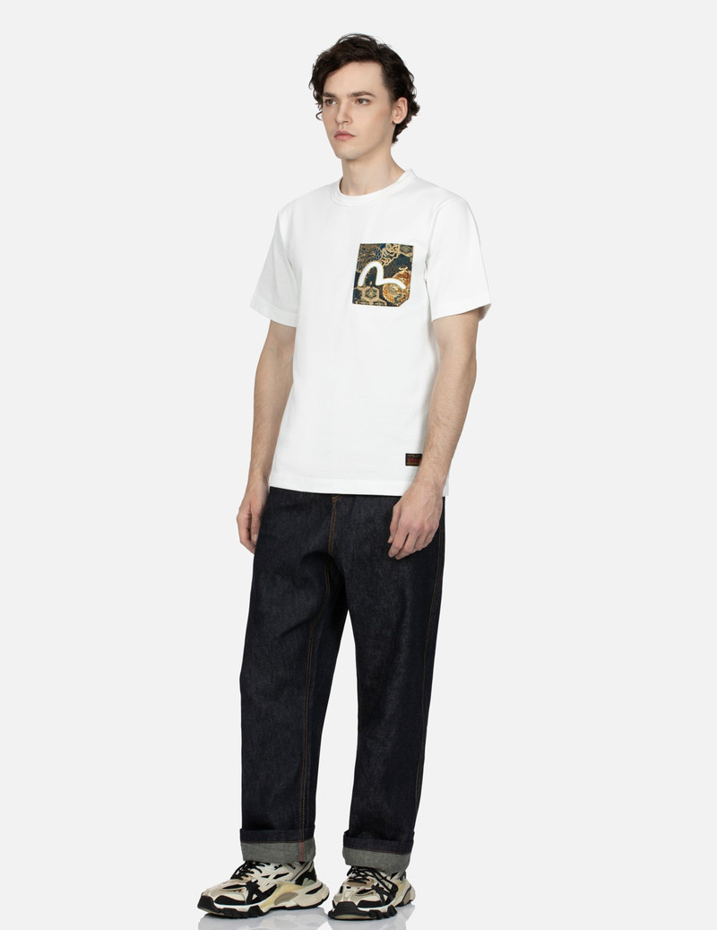 PINE-PATTERN DAICOCK PRINT WITH CRANE AND LOGO EMBROIDERY WIDE LEG JEANS 4