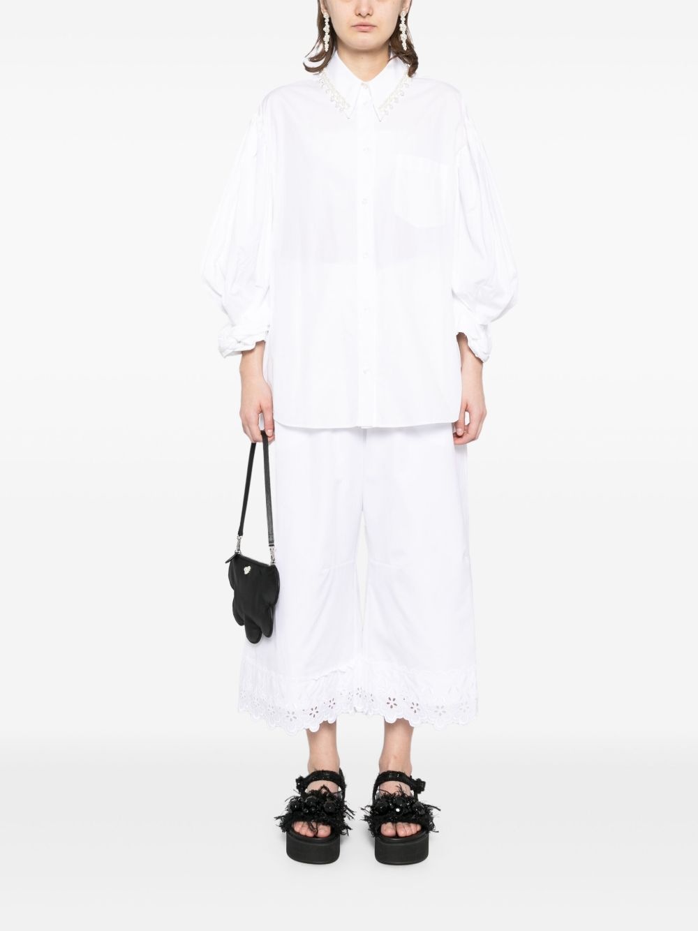 ruffle-waisted cropped trousers - 2
