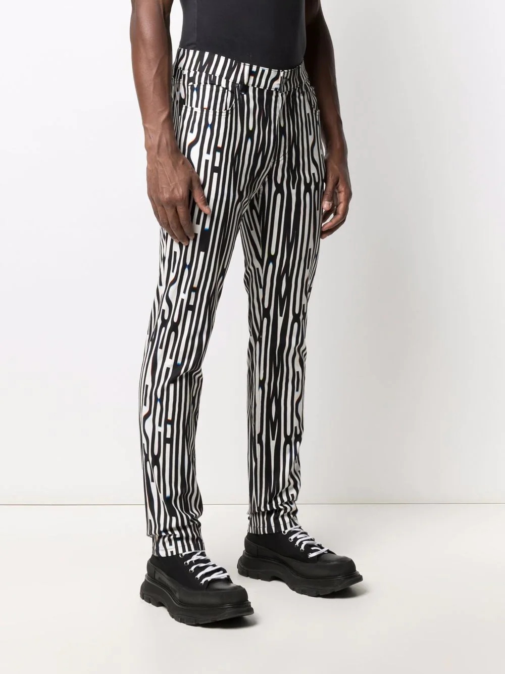 Warped Logo print slim-fit gabardine trousers - 3