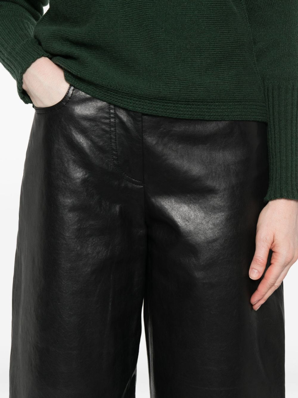 leather panelled trousers - 5