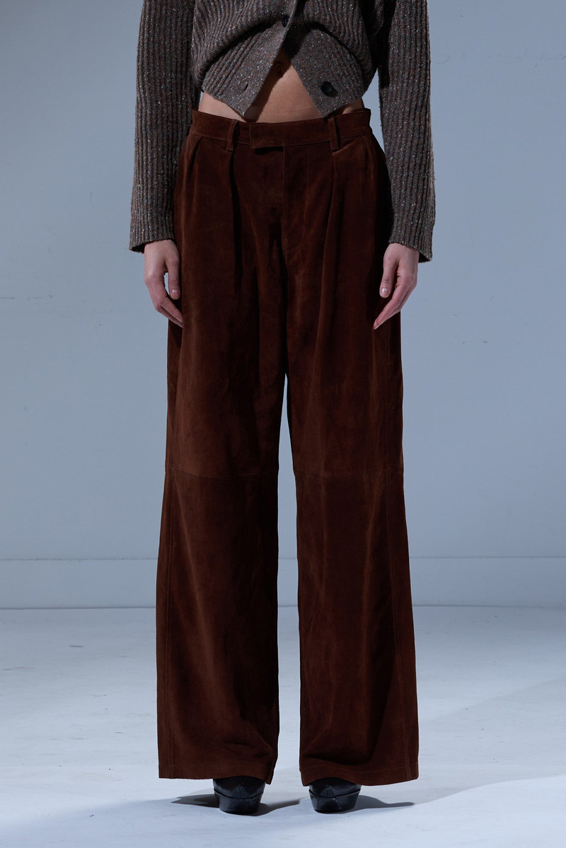 PLEATED WIDE LEG LEATHER PANT 3