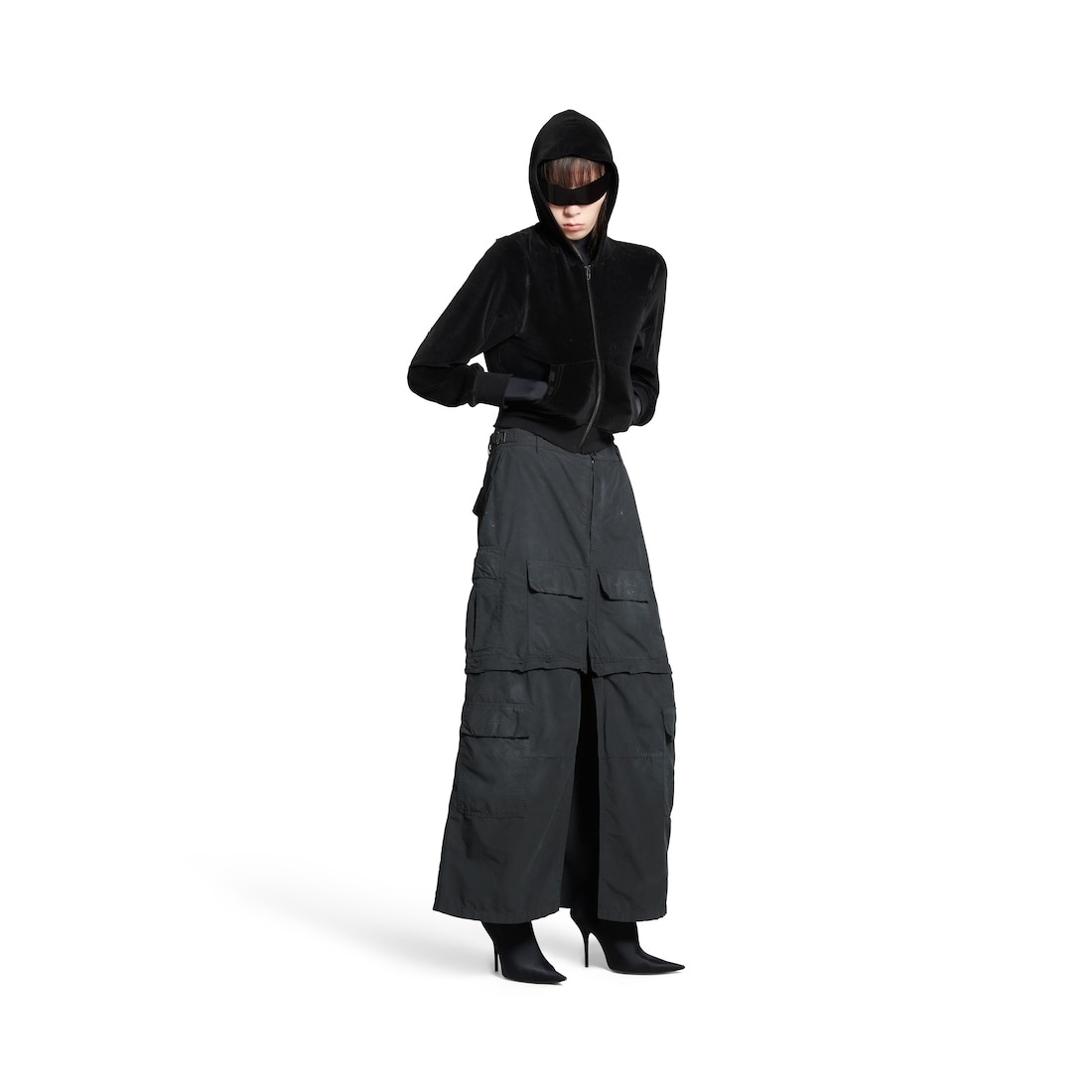 Women's Cargo Maxi Skirt in Black - 2