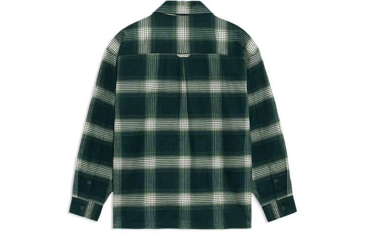 Li-Ning BADFIVE Sports Basketball Series Plaid Loose Casual Long Sleeves Shirt 'Dark Green' ASHR195- - 2