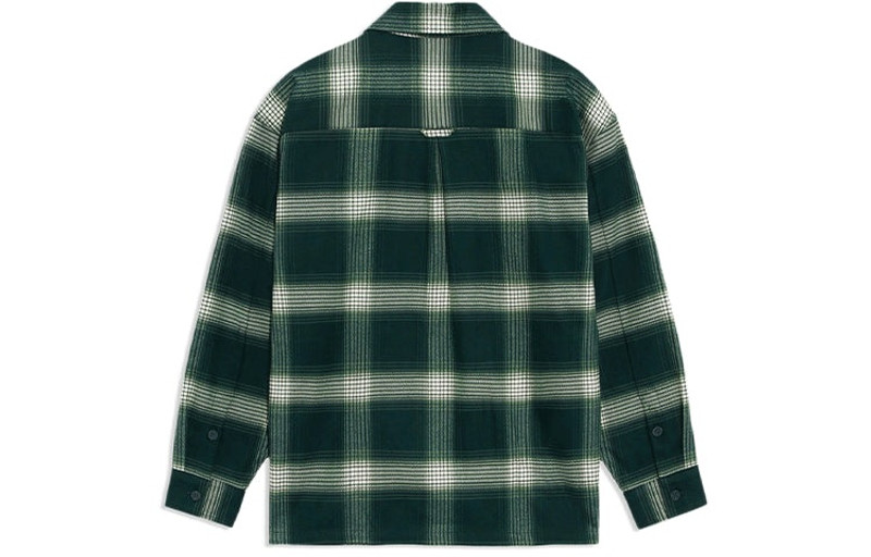 Li-Ning Li-Ning BADFIVE Sports Basketball Series Plaid Loose Casual Long Sleeves Shirt 'Dark Green' ASHR195- outlook