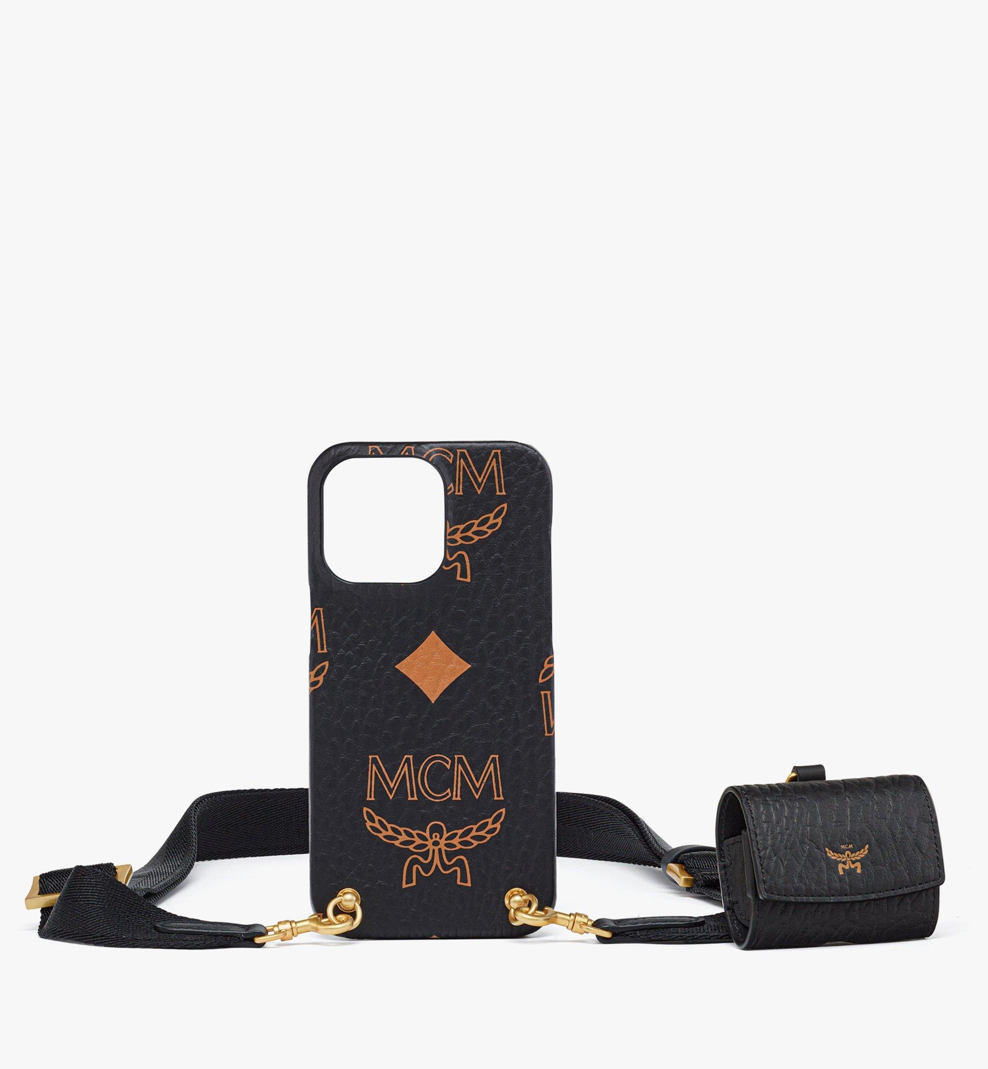 [MCM]★iPhone 15 Pro Max Case+ AirPods Pro Charm MCM iPhone 15 Pro Case w/ AirPods Pro Charm in Maxi Visetos