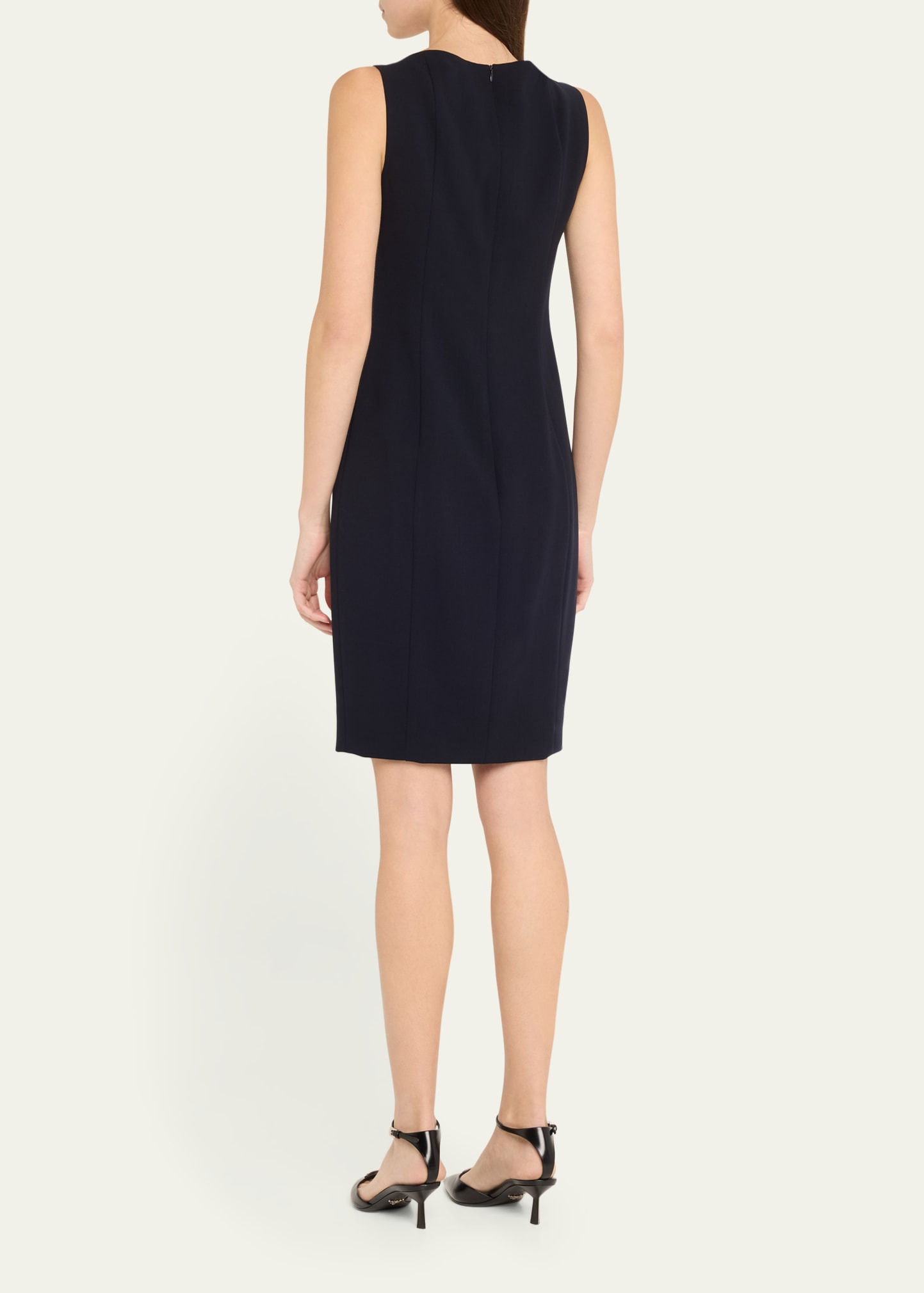 Scoop Neck Wool Crepe Sheath Dress - 3
