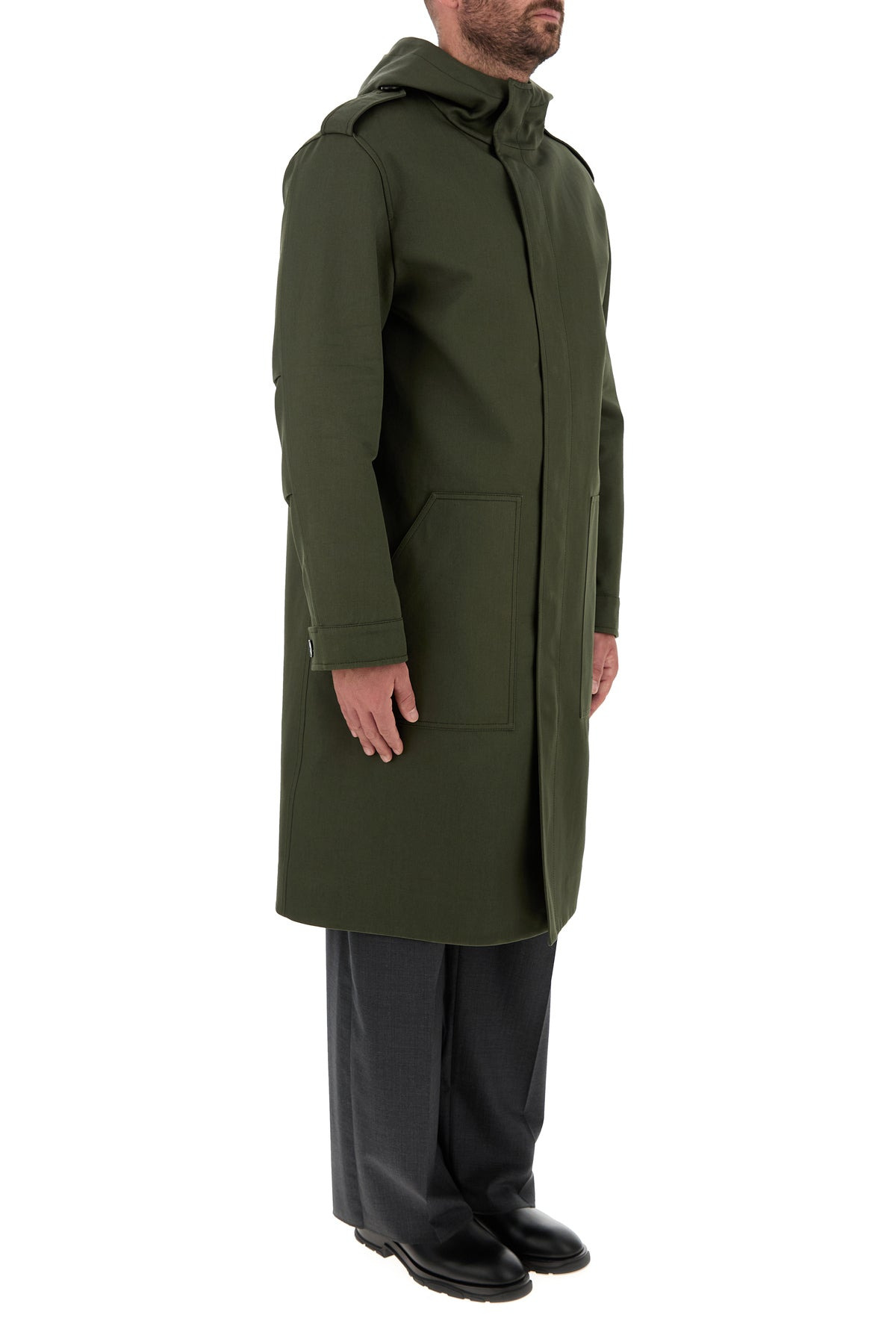 Army green cotton trench coat - 3
