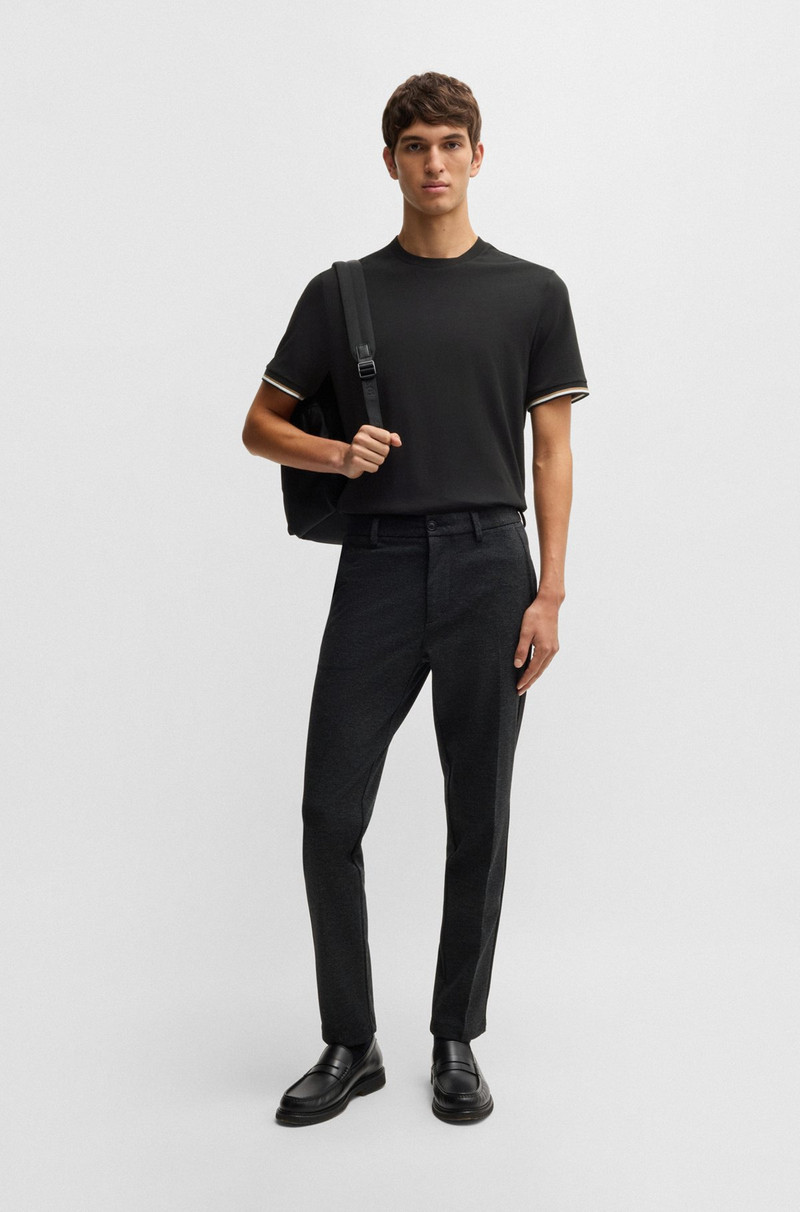 BOSS COTTON-JERSEY T-SHIRT WITH SIGNATURE-STRIPE CUFFS outlook