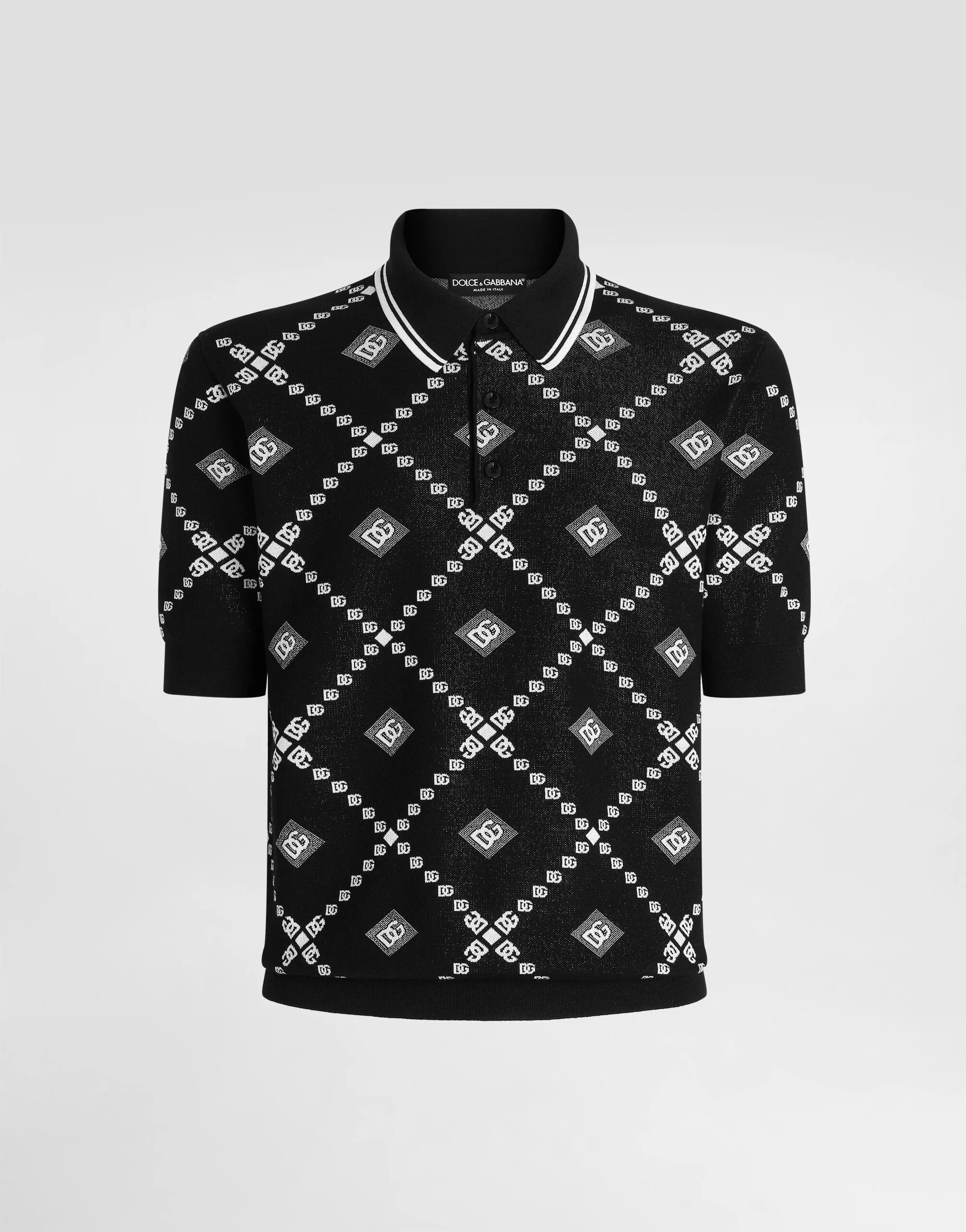 Jacquard piqué polo shirt - 1