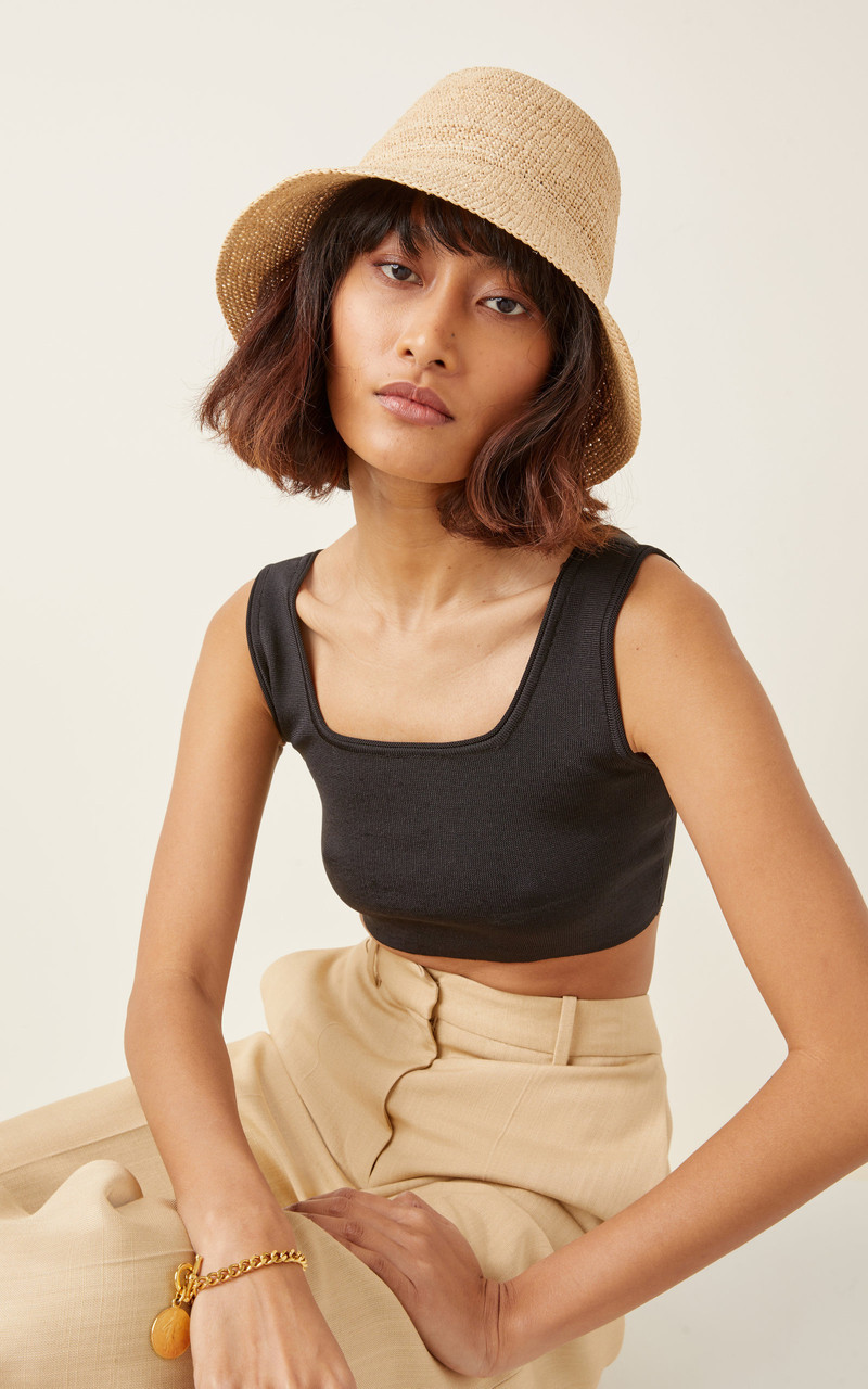 Janessa Leoné Felix Raffia Bucket Hat neutral outlook