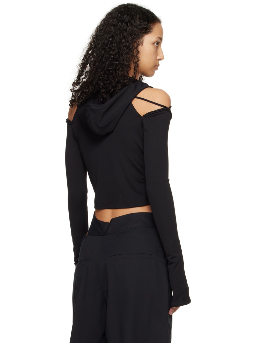 Black Hooded Cardigan - 3
