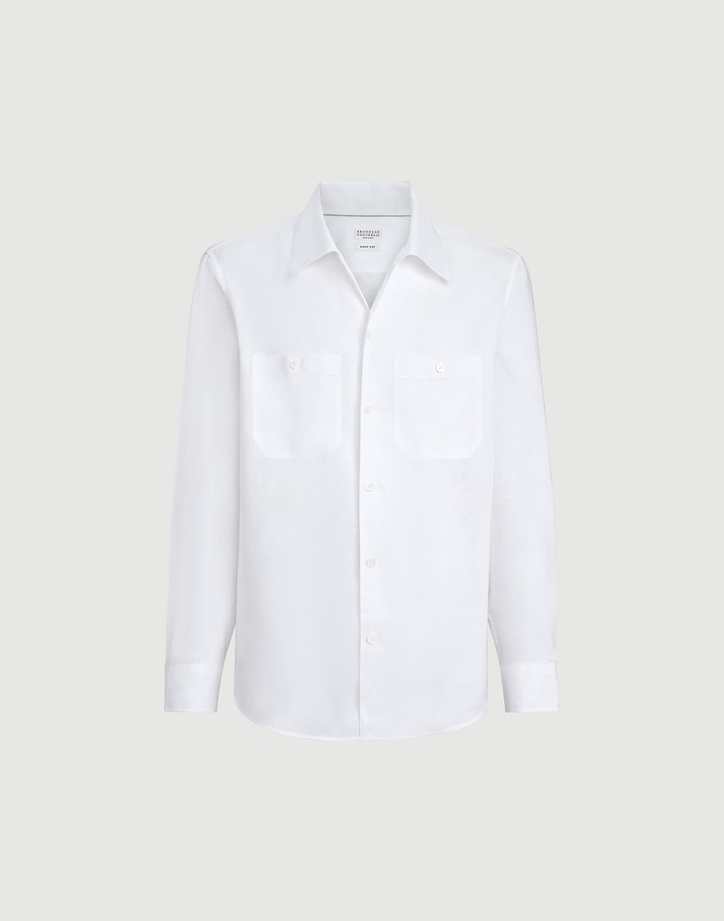 Linen easy fit shirt with chest pockets 1
