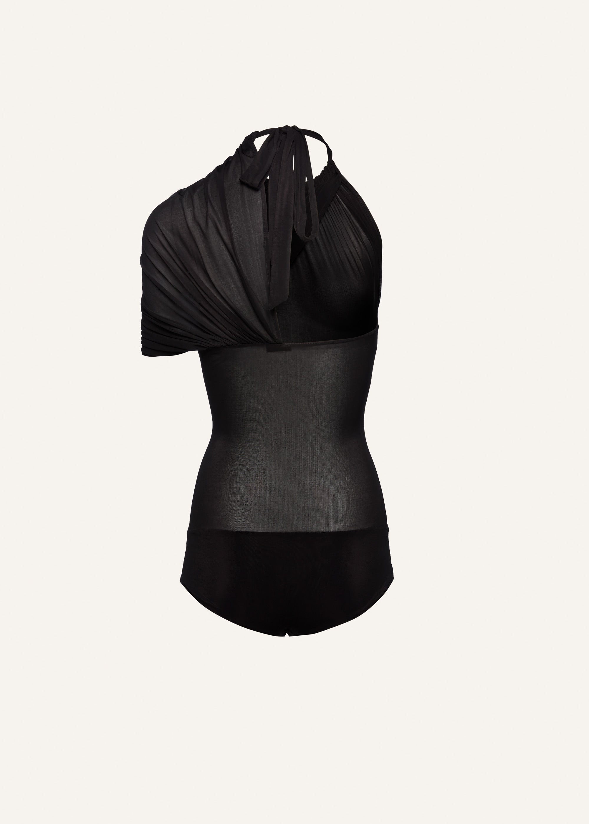 Cape effect halter bodysuit in black - 2