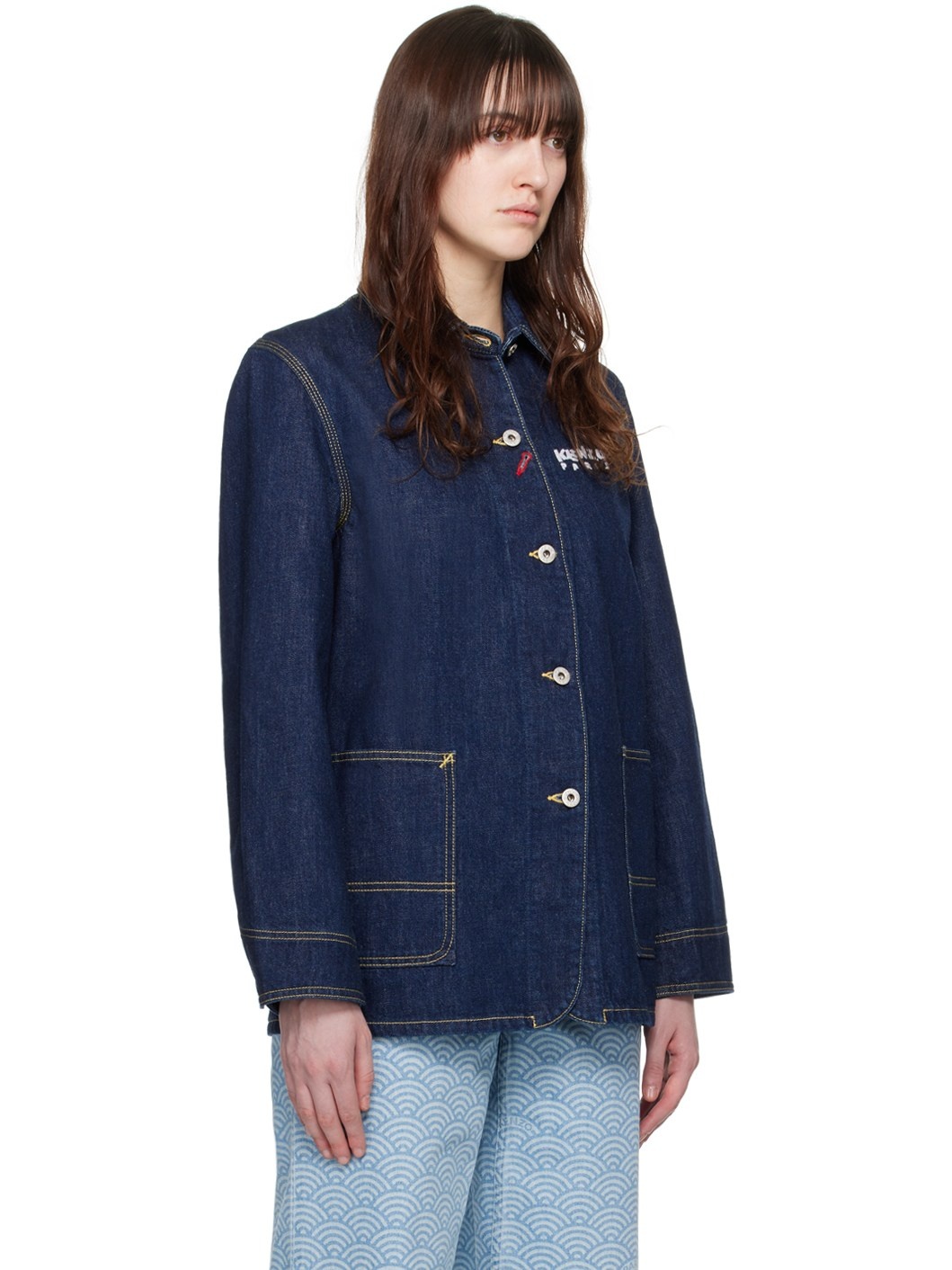 Indigo Drawn Varsity Denim Jacket - 2