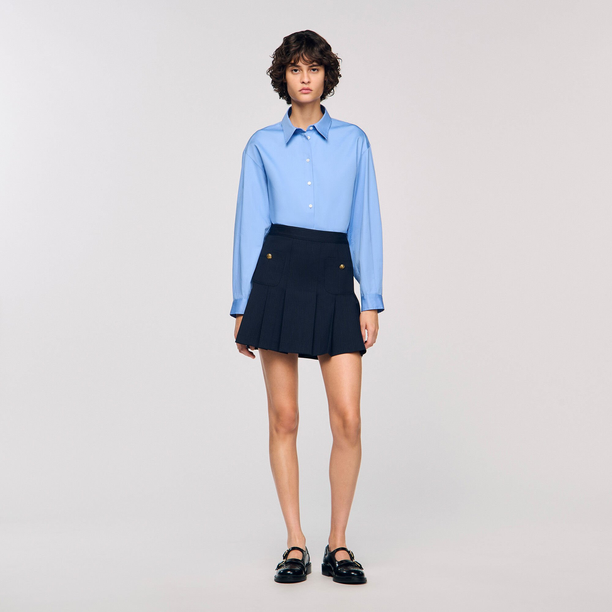 MINI STRIPED PLEATED SKIRT - 2
