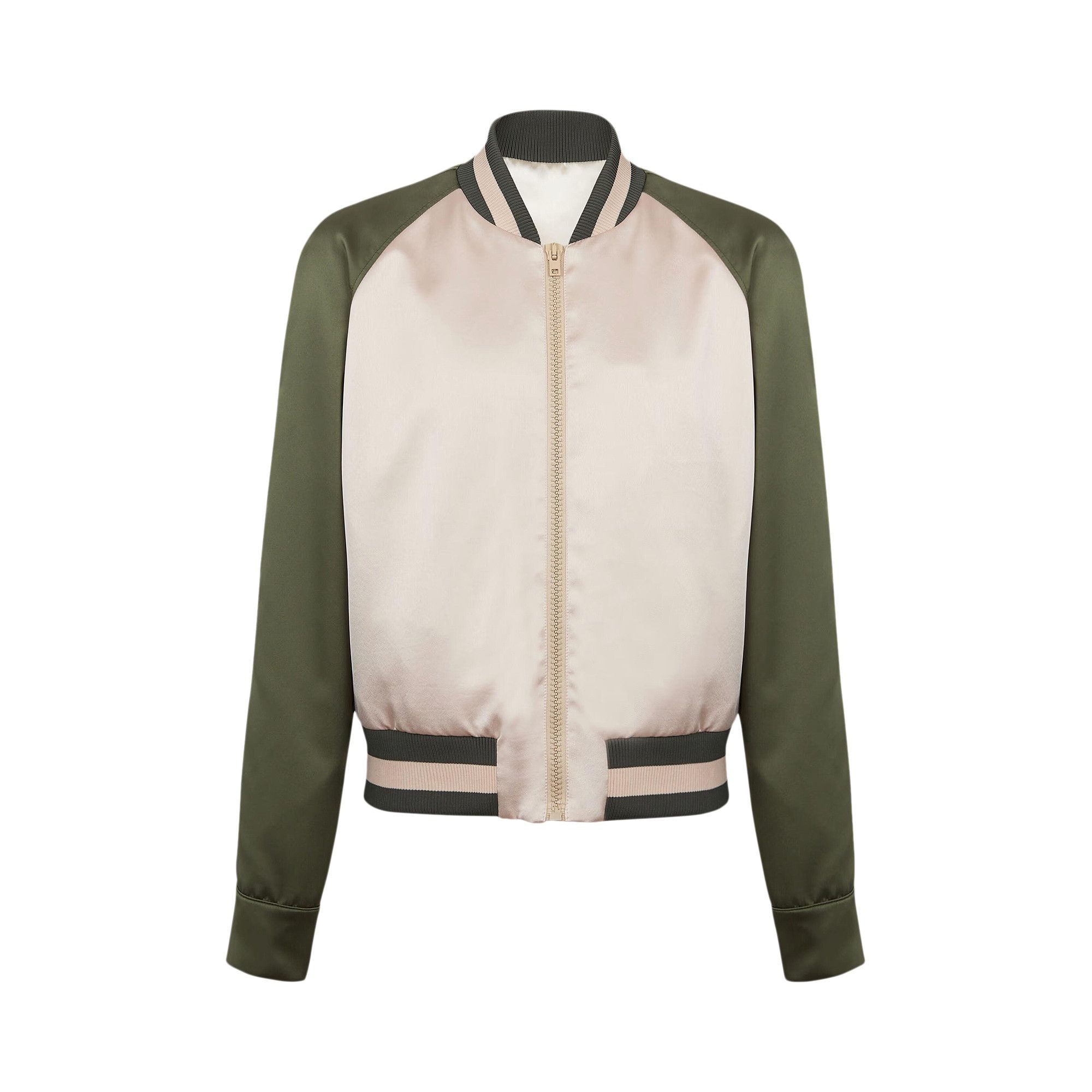 Balmain Signature Satin Bomber 'Ivory/Khaki' - 1