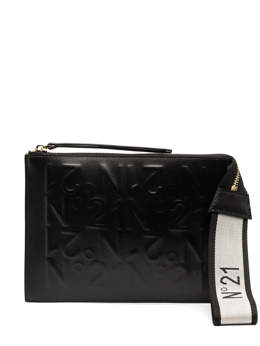 embossed logo zipped clutch - 1